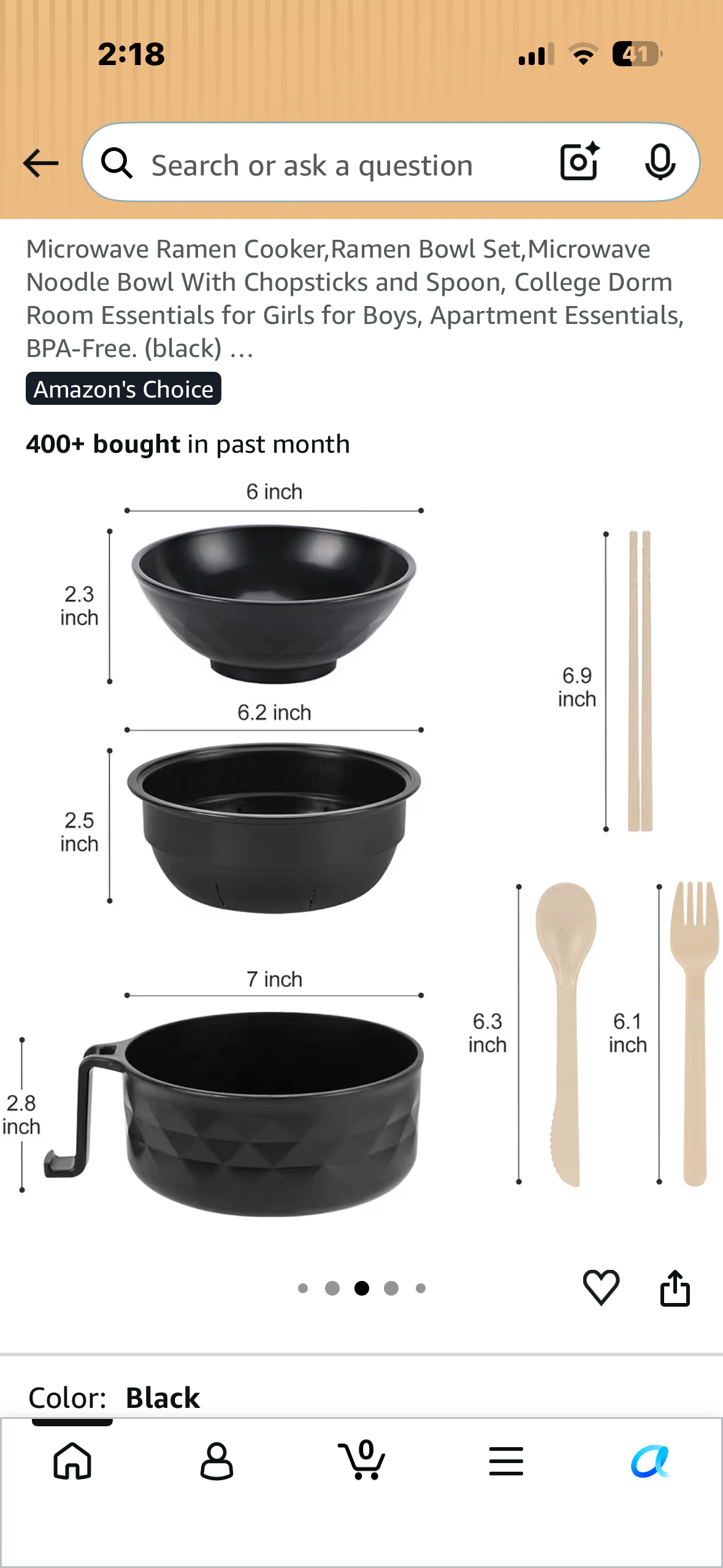 Microwave Ramen Cooker, Ramen Bowl Set, Microwave Noodle Bowl With Chopsticks and Spoon, College Dorm Room Essentials for Girls for Boys, Apartment Essentials, BPA-Free. (black) …