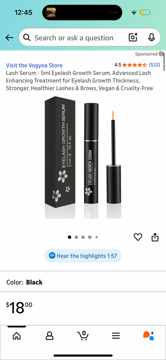 Lash Serum - 5ml Eyelash Growth Serum, Advanced Lash Enhancing Treatment for Eyelash Growth Thickness, Stronger, Healthier Lashes & Brows, Vegan & Cruelty-Free