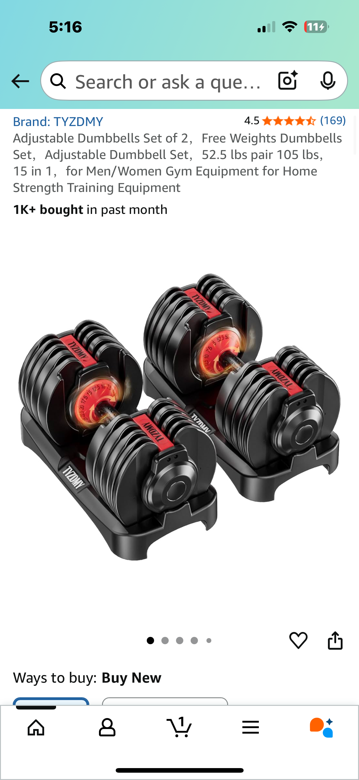 Adjustable Dumbbells Set of 2，15 in 1 Free Weights, 52.5 lbs each, pair 105 lbs, Gym Equipment for Home Strength Training Equipment (W515)