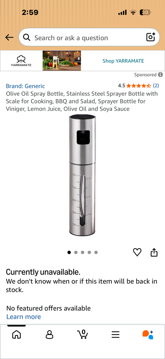 Olive Oil Spray Bottle, Stainless Steel Sprayer Bottle with Scale for Cooking, BBQ and Salad, Sprayer Bottle for Viniger, Lemon Juice, Olive Oil and Soy Sauce