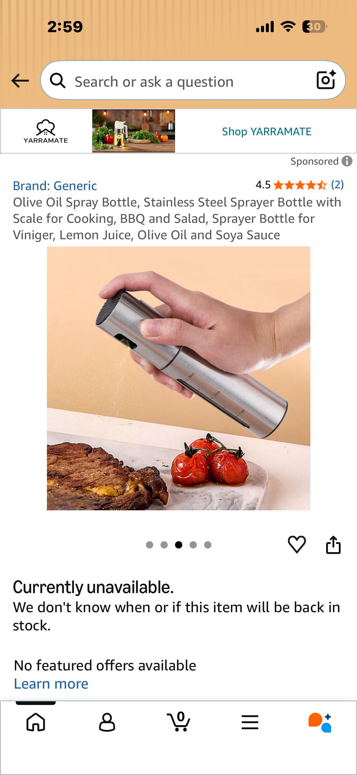 Olive Oil Spray Bottle, Stainless Steel Sprayer Bottle with Scale for Cooking, BBQ and Salad, Sprayer Bottle for Viniger, Lemon Juice, Olive Oil and Soy Sauce