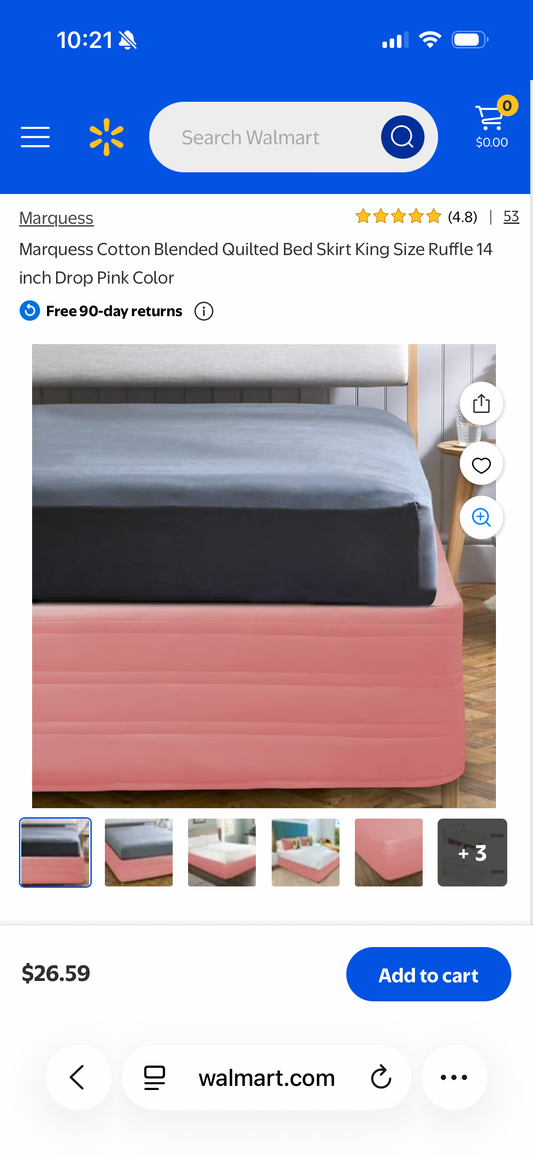 Marquess Cotton Blended Quilted Bed Skirt King Size Ruffle 14 inch Drop Pink Color