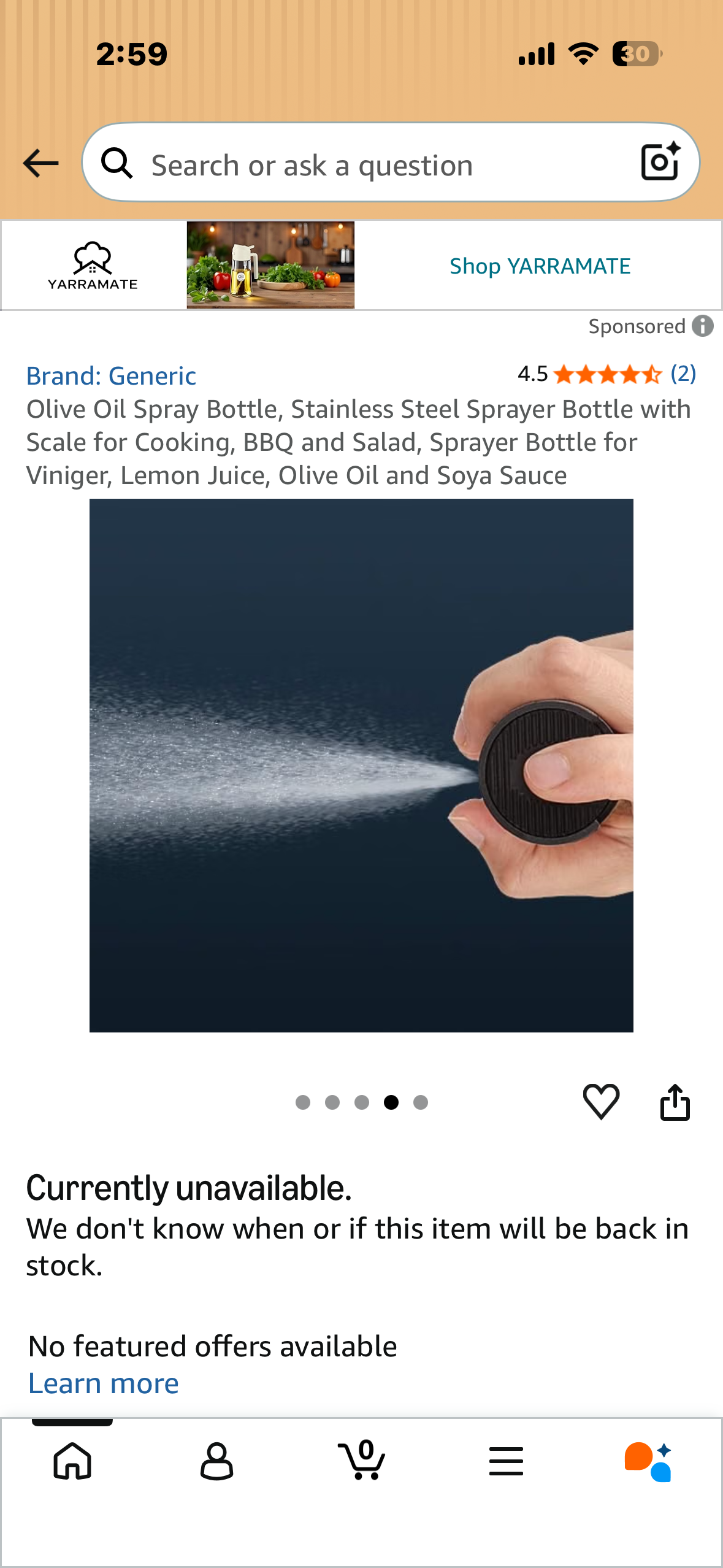 Olive Oil Spray Bottle, Stainless Steel Sprayer Bottle with Scale for Cooking, BBQ and Salad, Sprayer Bottle for Viniger, Lemon Juice, Olive Oil and Soy Sauce