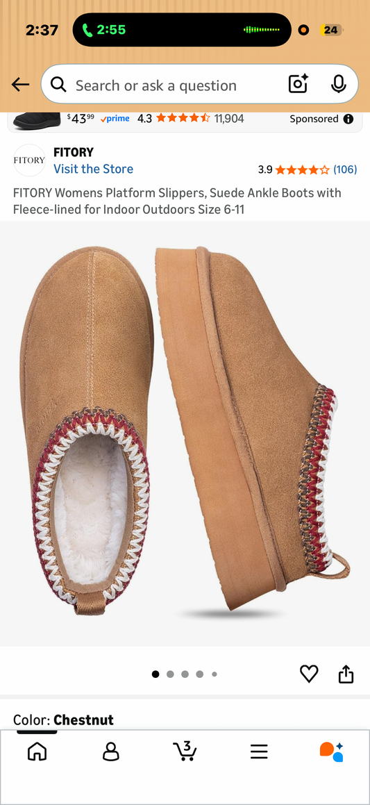 Womens Platform Slippers, Suede Ankle Boots with Fleece-lined for Indoor Outdoors (Size 8.5)