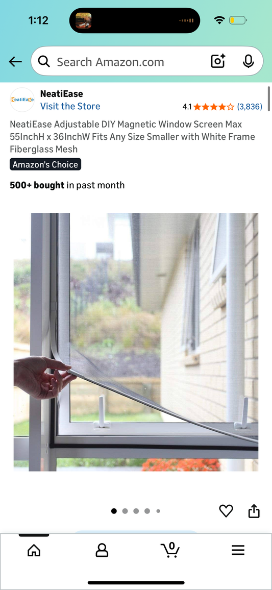 NeatiEase Adjustable DIY Magnetic Window Screen Max 55InchH x 36InchW Fits Any Size Smaller with White Frame Fiberglass Mesh