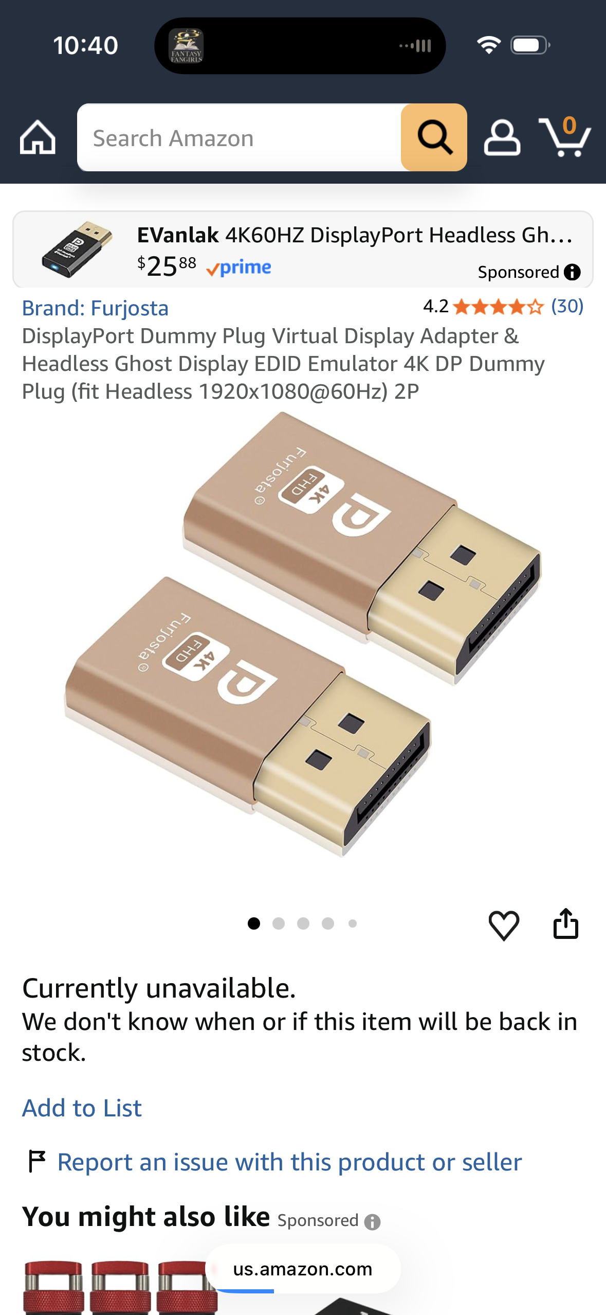 DisplayPort Dummy Plug Virtual Display Adapter & Headless Ghost Display EDID Emulator 4K DP Dummy Plug (fit Headless 1920x1080@60Hz) 2P