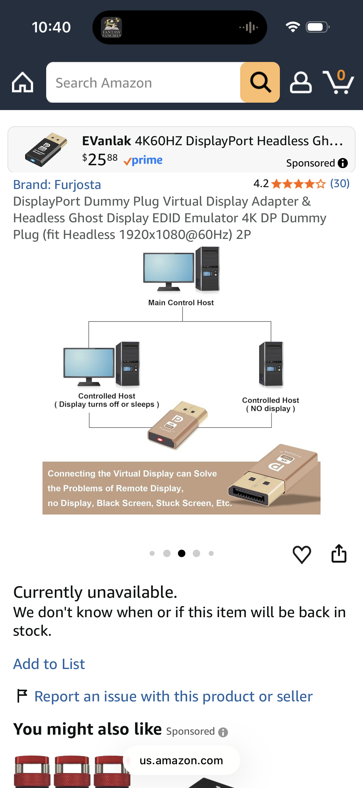 DisplayPort Dummy Plug Virtual Display Adapter & Headless Ghost Display EDID Emulator 4K DP Dummy Plug (fit Headless 1920x1080@60Hz) 2P