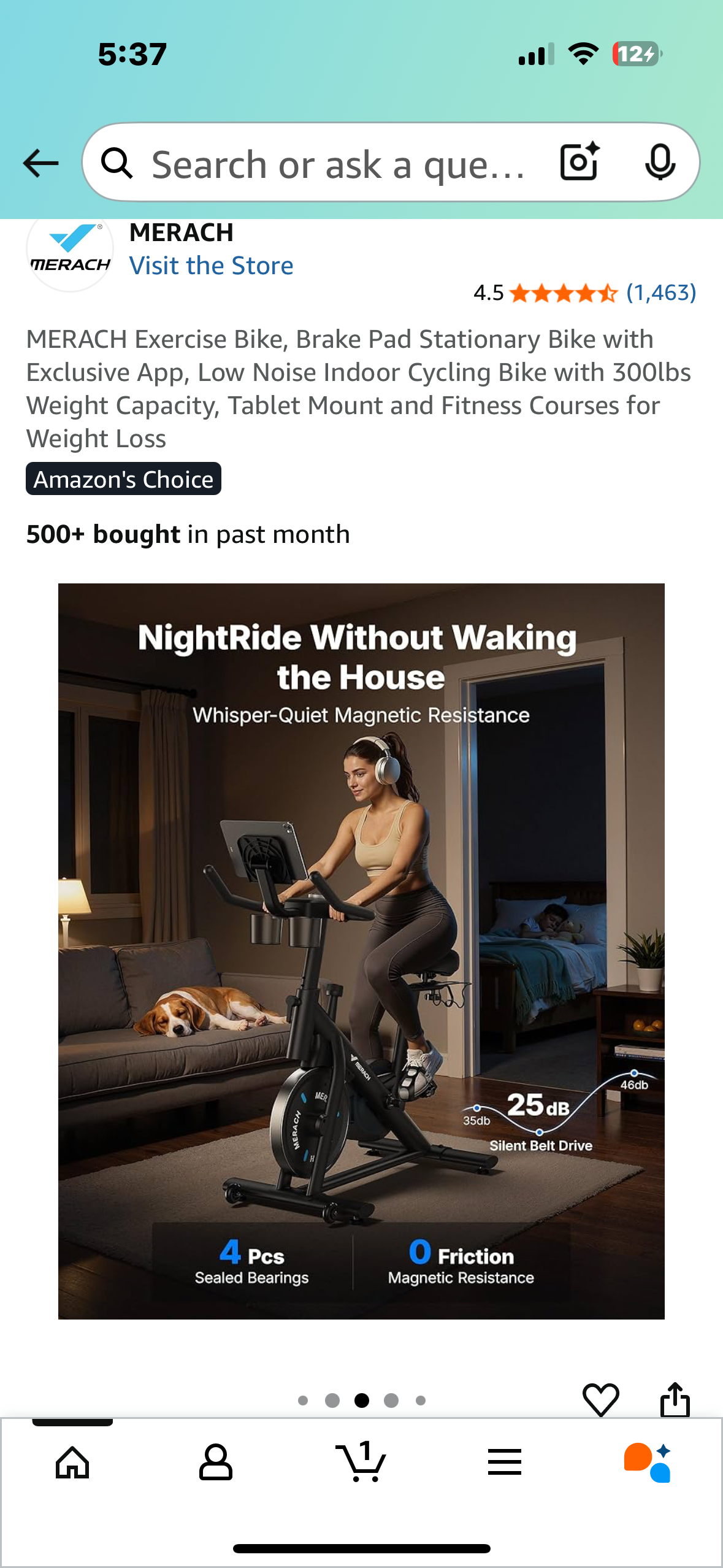 MERACH Exercise Bike, Brake Pad Stationary Bike with Exclusive App, Low Noise Indoor Cycling Bike with 300lbs Weight Capacity, Tablet Mount and Fitness Courses for Weight Loss (W516)