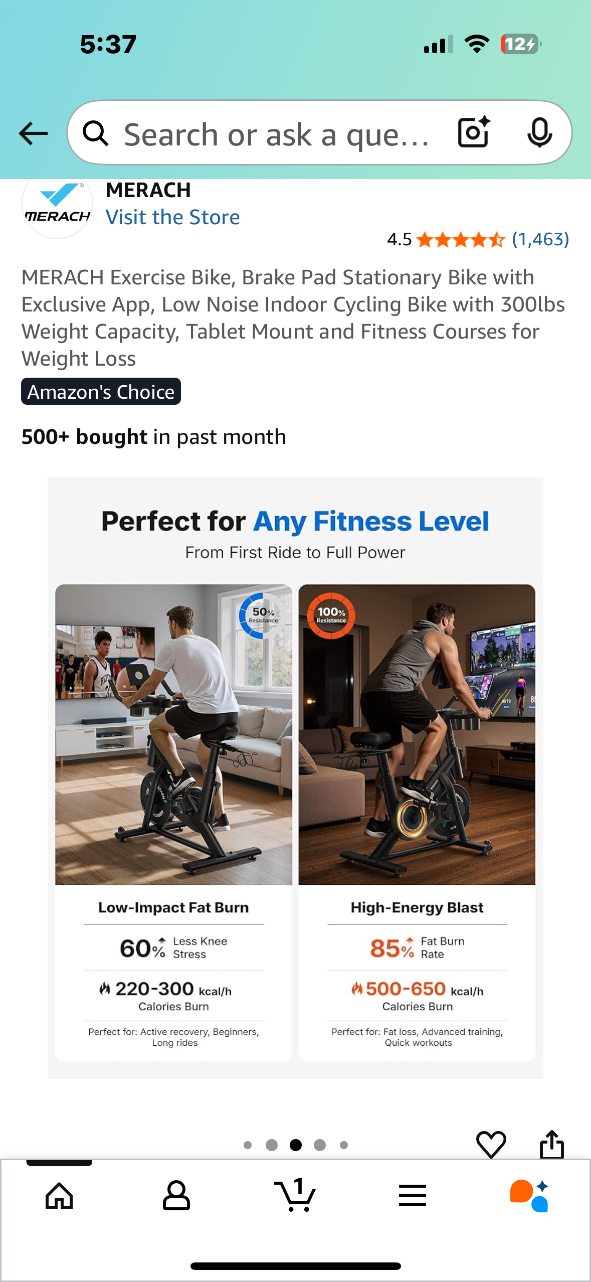 MERACH Exercise Bike, Brake Pad Stationary Bike with Exclusive App, Low Noise Indoor Cycling Bike with 300lbs Weight Capacity, Tablet Mount and Fitness Courses for Weight Loss (W516)