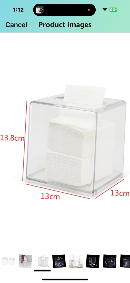 Acrylic Tissue Box Holder Paper Storage Case for Home
