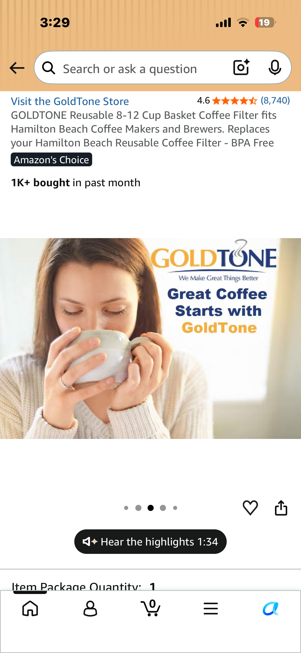 2-Pack GoldTone Brand Reusable 8-12 Cup Basket Coffee Filter, Fits Most Coffee Makers- BPA Free (2 Pack)