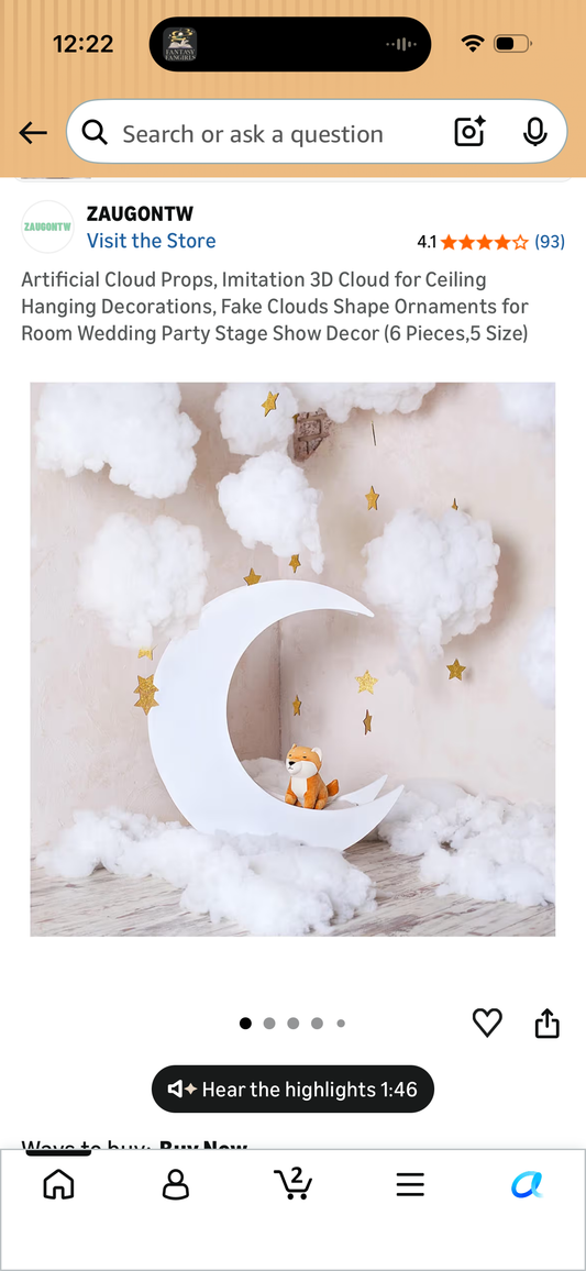 Artificial Cloud Props, Imitation 3D Cloud for Ceiling Hanging Decorations, Fake Clouds Shape Ornaments for Room Wedding Party Stage Show Decor (6 Pieces,5 Size)