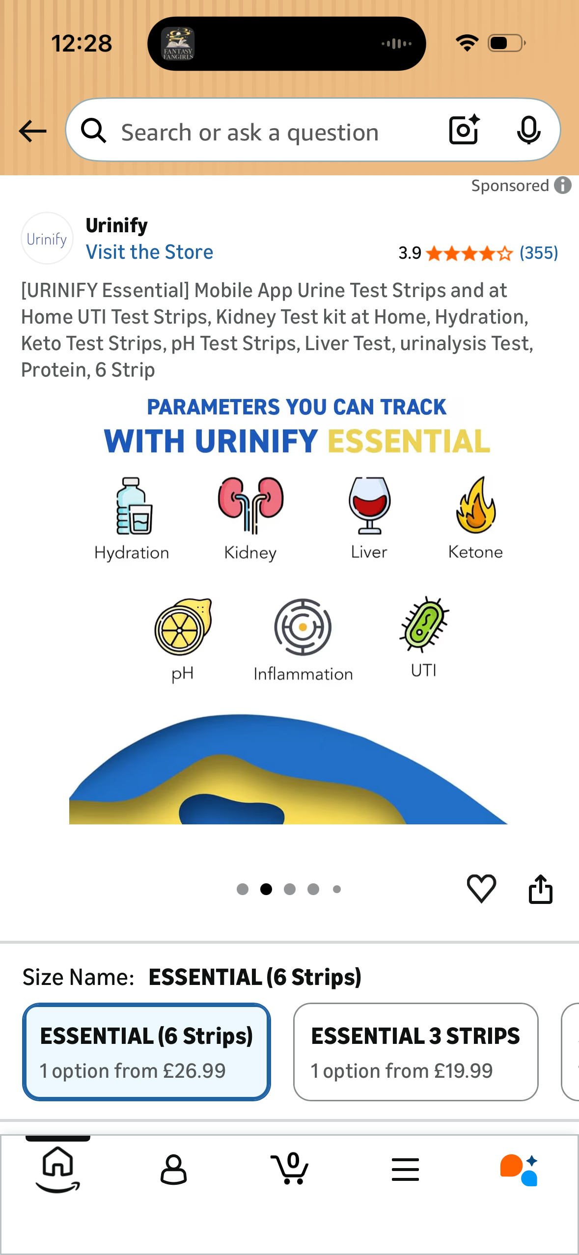URINIFY Essential] Mobile App Urine Test Strips and at Home UTI Test Strips, Kidney Test kit at Home, Hydration, Keto Test Strips, pH Test Strips, Liver Test, urinalysis Test, Protein, 6 Strip