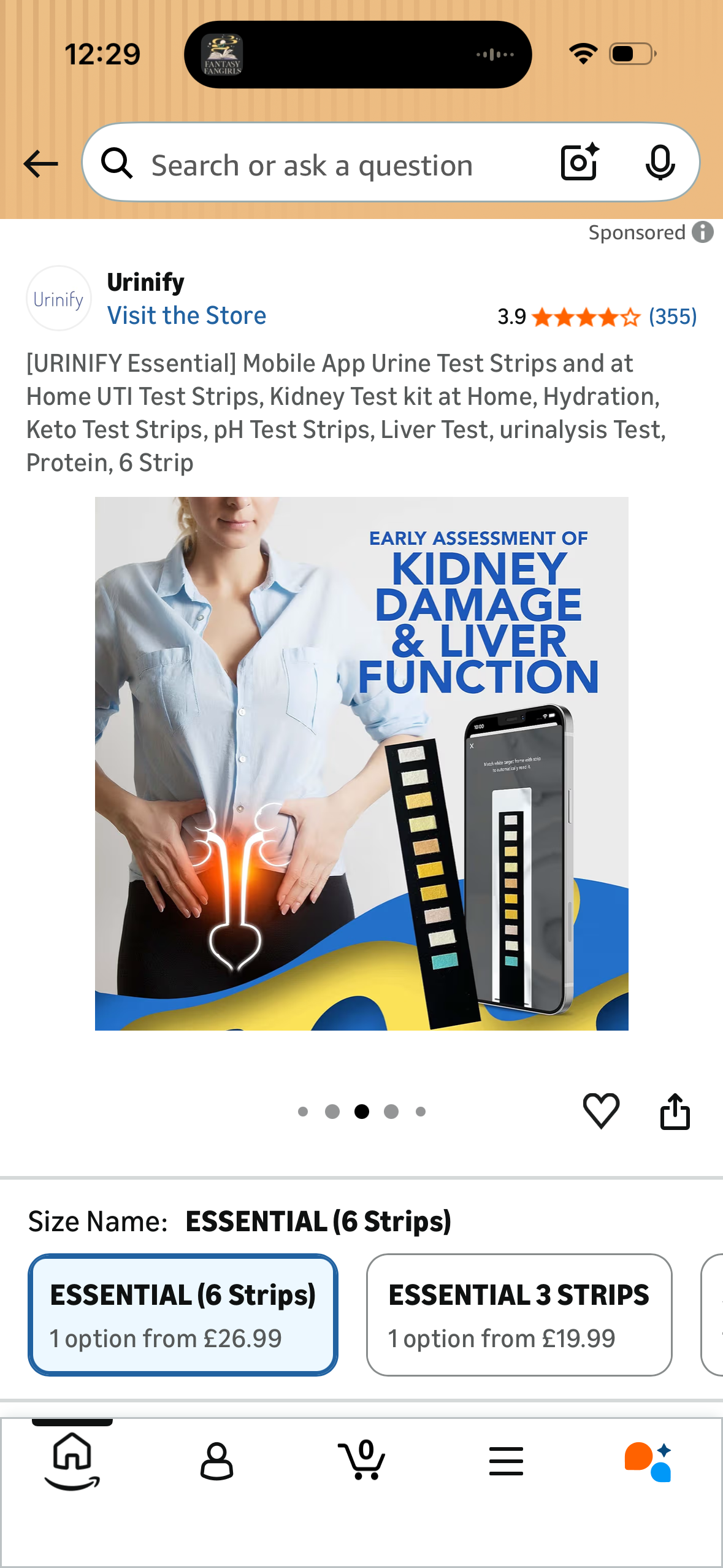 URINIFY Essential] Mobile App Urine Test Strips and at Home UTI Test Strips, Kidney Test kit at Home, Hydration, Keto Test Strips, pH Test Strips, Liver Test, urinalysis Test, Protein, 6 Strip