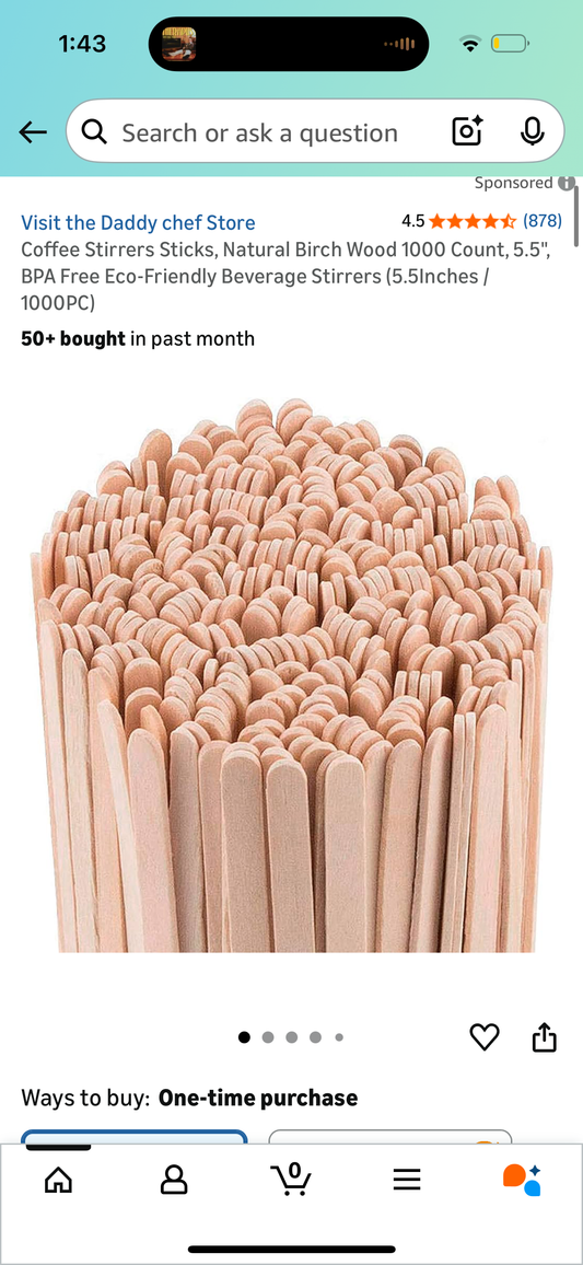 Coffee Stirrers Sticks, Natural Birch Wood 1000 Count, 5.5", BPA Free Eco-Friendly Beverage Stirrers (5.5Inches / 1000PC)
