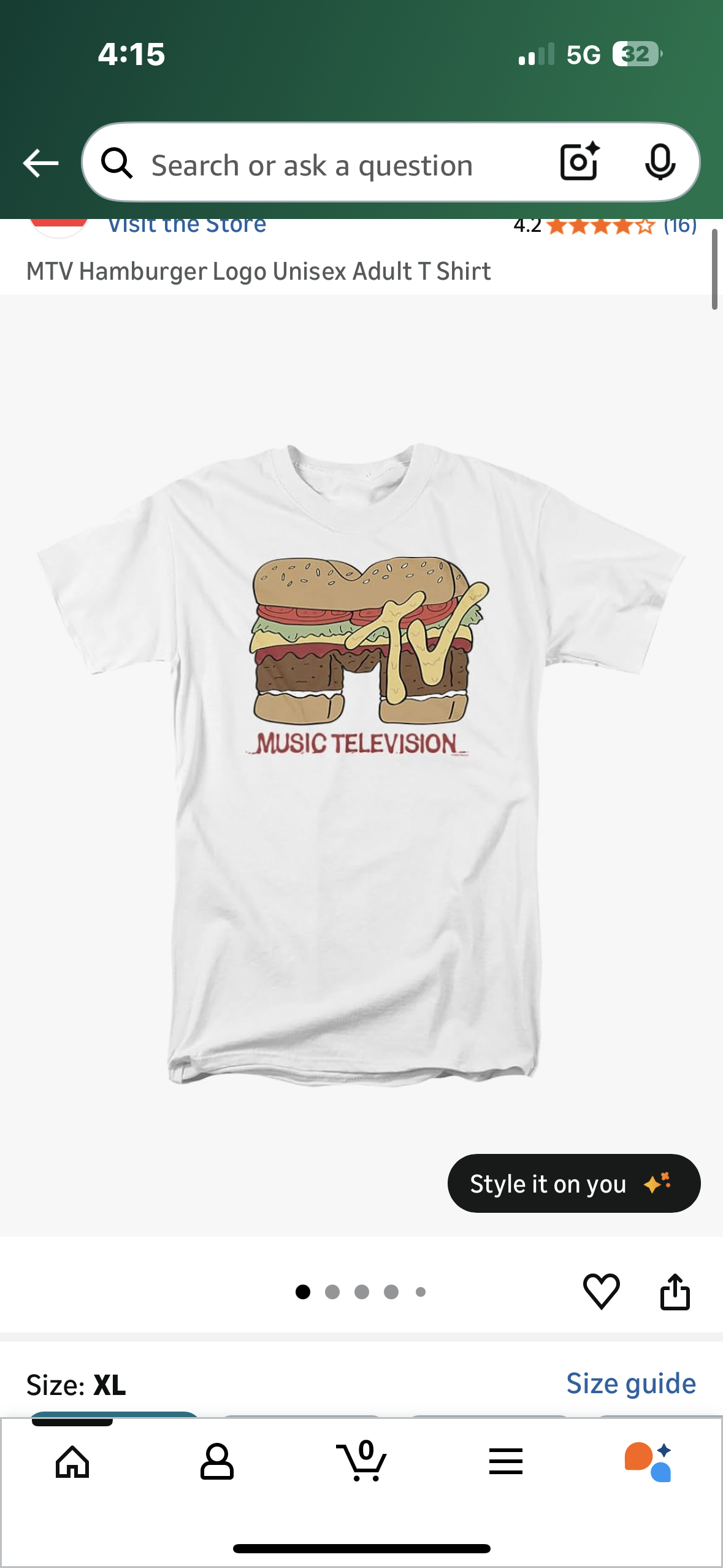 MTV Hamburger Logo Unisex Adult T Shirt (Size XL)