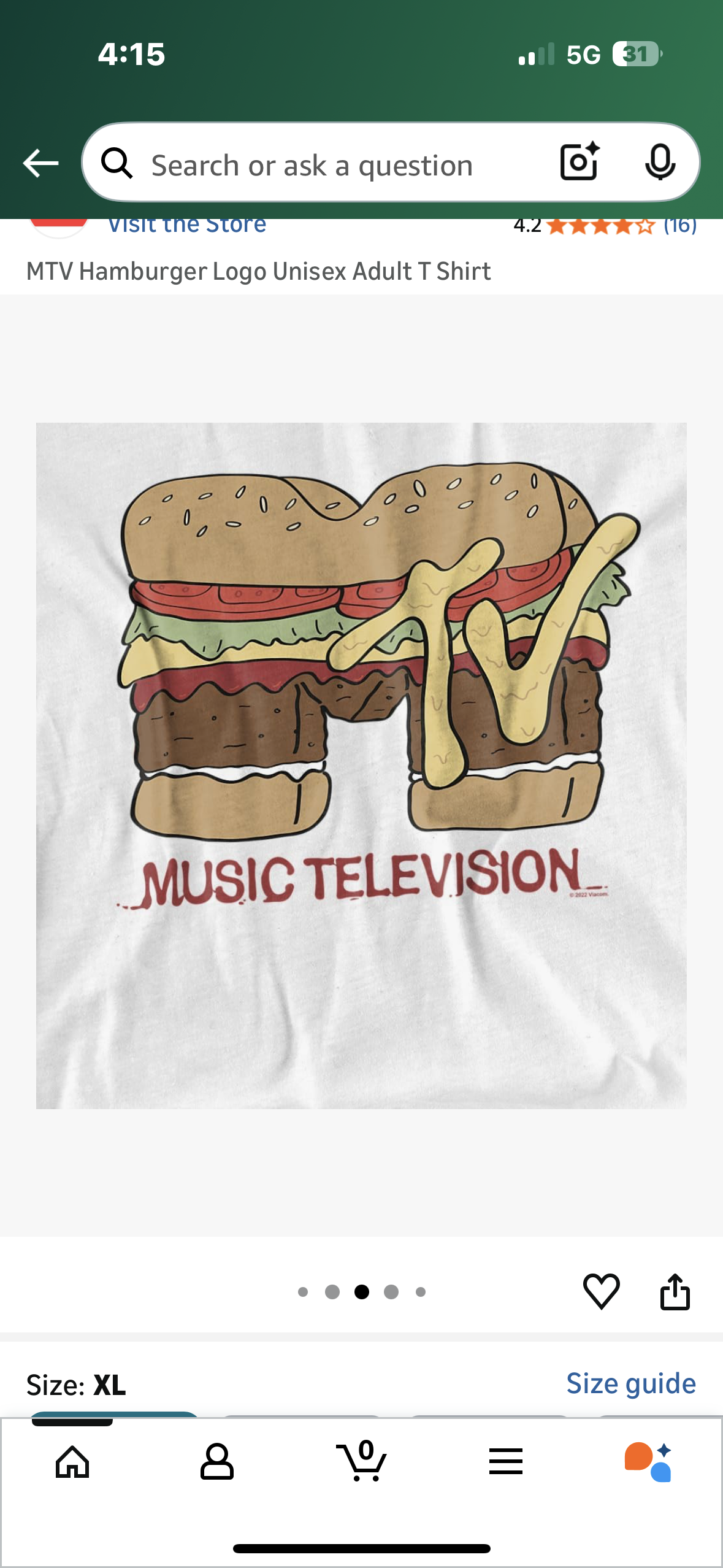 MTV Hamburger Logo Unisex Adult T Shirt (Size XL)