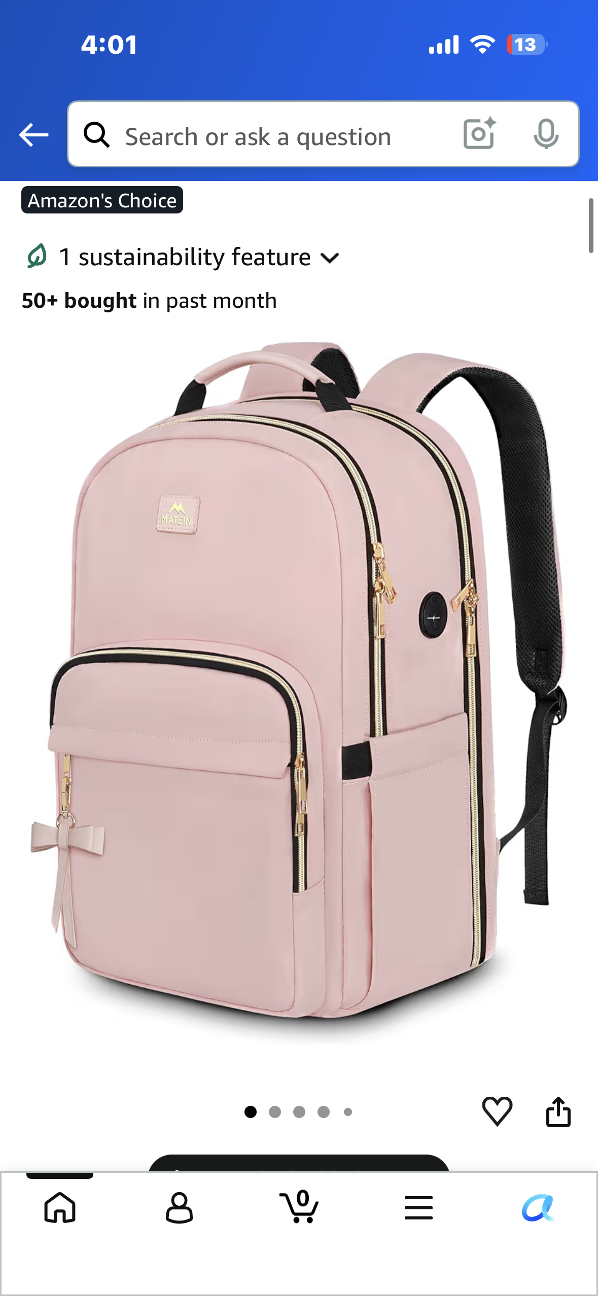 MATEIN Pink Laptop Backpack, 17” TSA Travel Backpack, Charging Hole, Water Resistant, Anti Theft, Laptop Compartment, Luggage Strap, Carry On