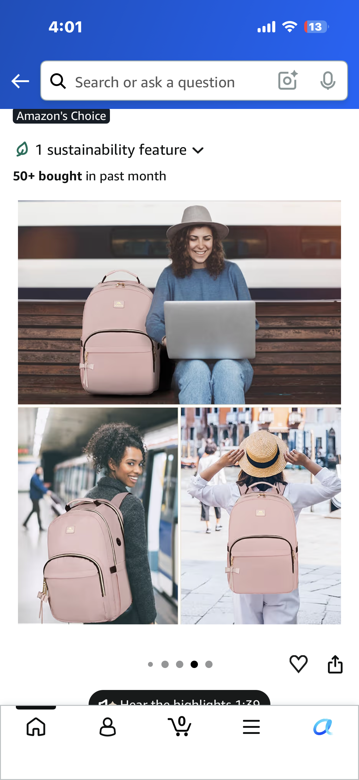 MATEIN Pink Laptop Backpack, 17” TSA Travel Backpack, Charging Hole, Water Resistant, Anti Theft, Laptop Compartment, Luggage Strap, Carry On