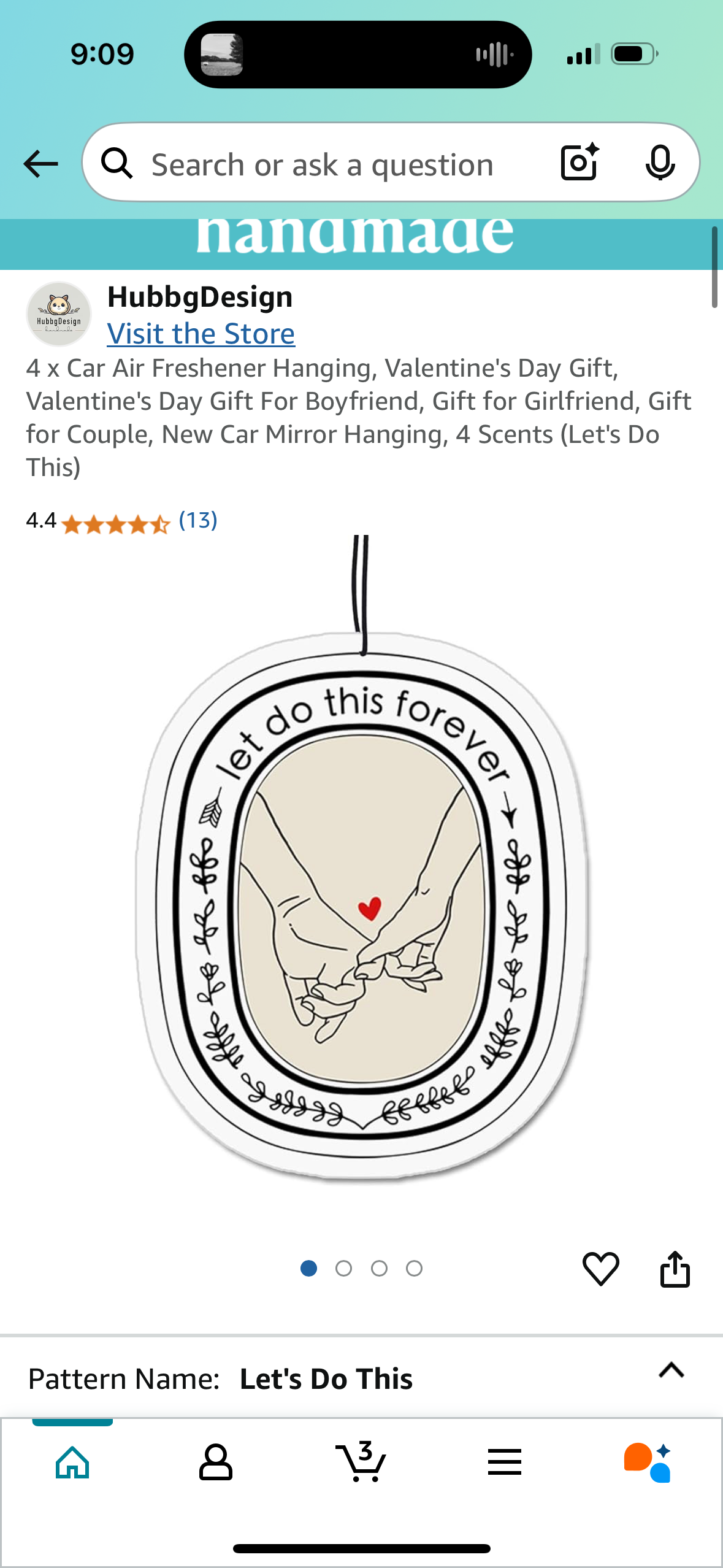 4 x Car Air Freshener Hanging, Valentine's Day Gift, Valentine's Day Gift For Boyfriend, Gift for Girlfriend, Gift for Couple, New Car Mirror Hanging, 4 Scents (Let's Do This)