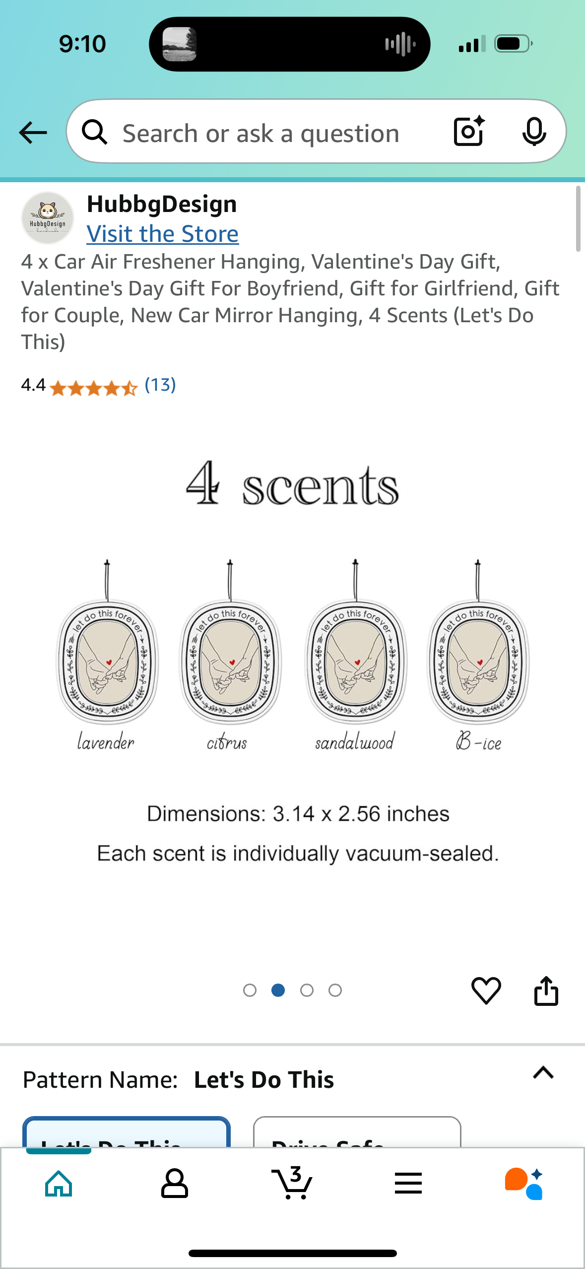 4 x Car Air Freshener Hanging, Valentine's Day Gift, Valentine's Day Gift For Boyfriend, Gift for Girlfriend, Gift for Couple, New Car Mirror Hanging, 4 Scents (Let's Do This)