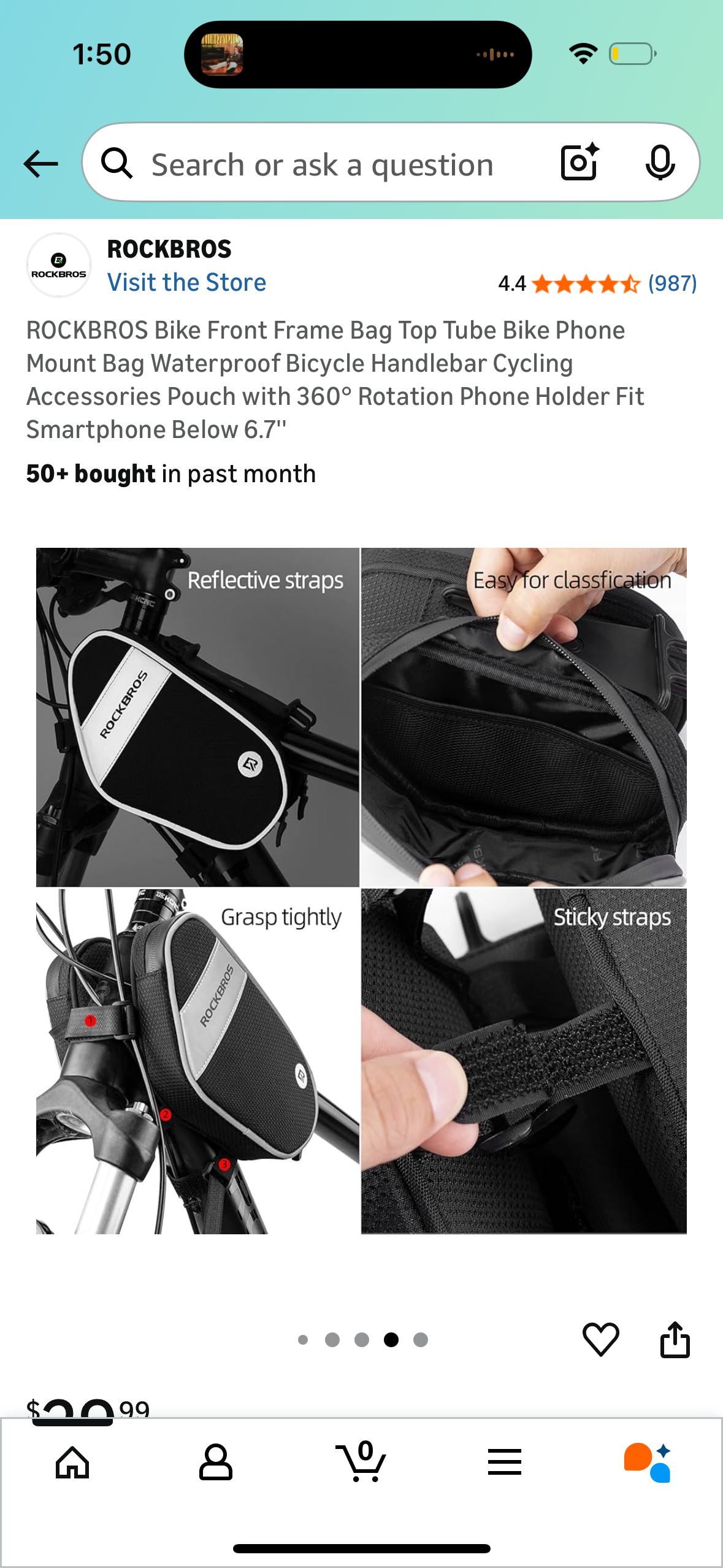 ROCKBROS Bike Front Frame Bag Top Tube Bike Phone Mount Bag Waterproof Bicycle Handlebar Cycling Accessories Pouch with 360° Rotation Phone Holder Fit Smartphone Below 6.7''