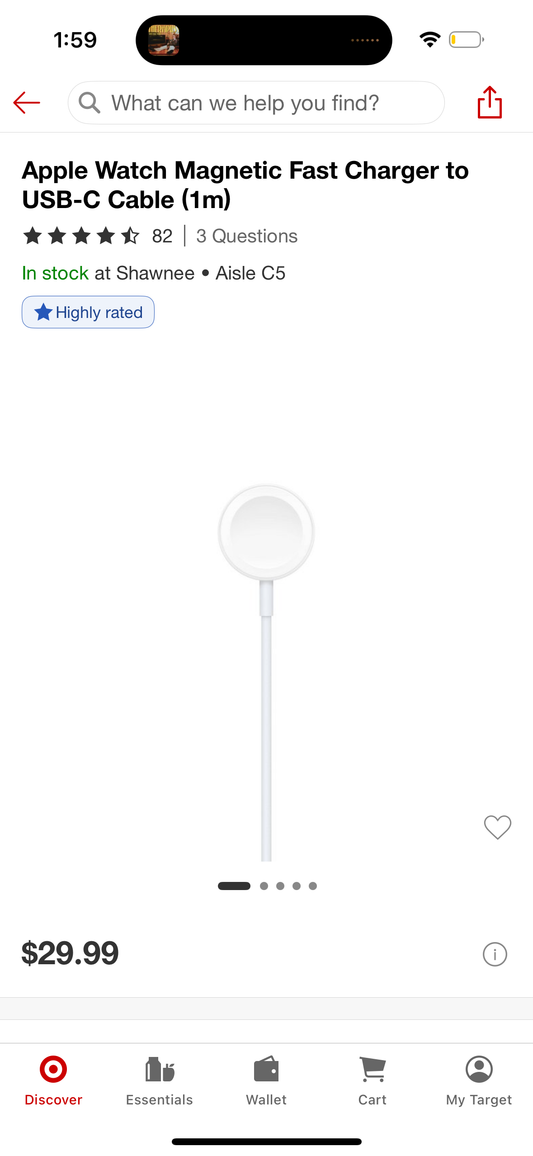 Apple Watch Magnetic Fast Charger to USB-C Cable (1m)