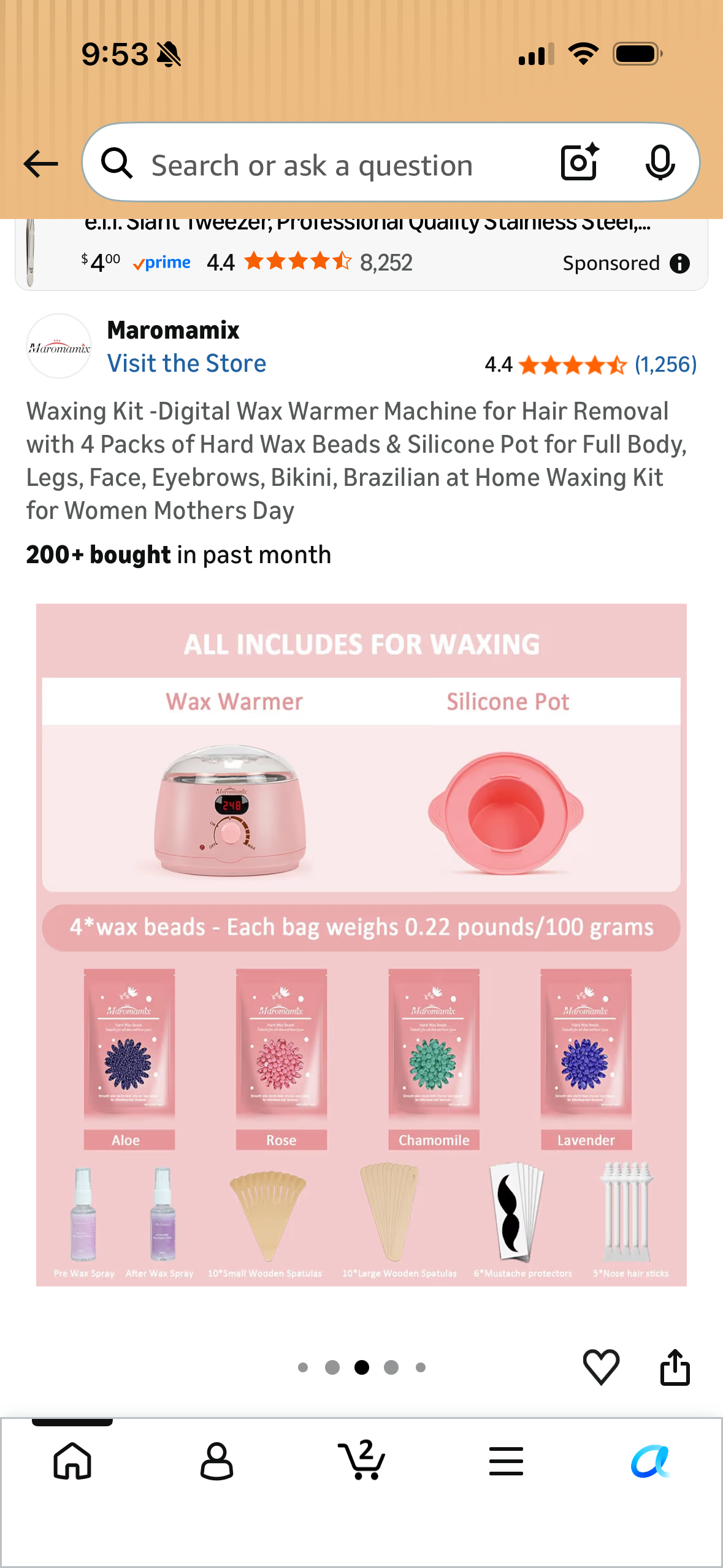 Waxing Kit -Digital Wax Warmer Machine for Hair Removal with 4 Packs of Hard Wax Beads & Silicone Pot for Full Body, Legs, Face, Eyebrows, Bikini, Brazilian at Home Waxing Kit for Women Mothers Day