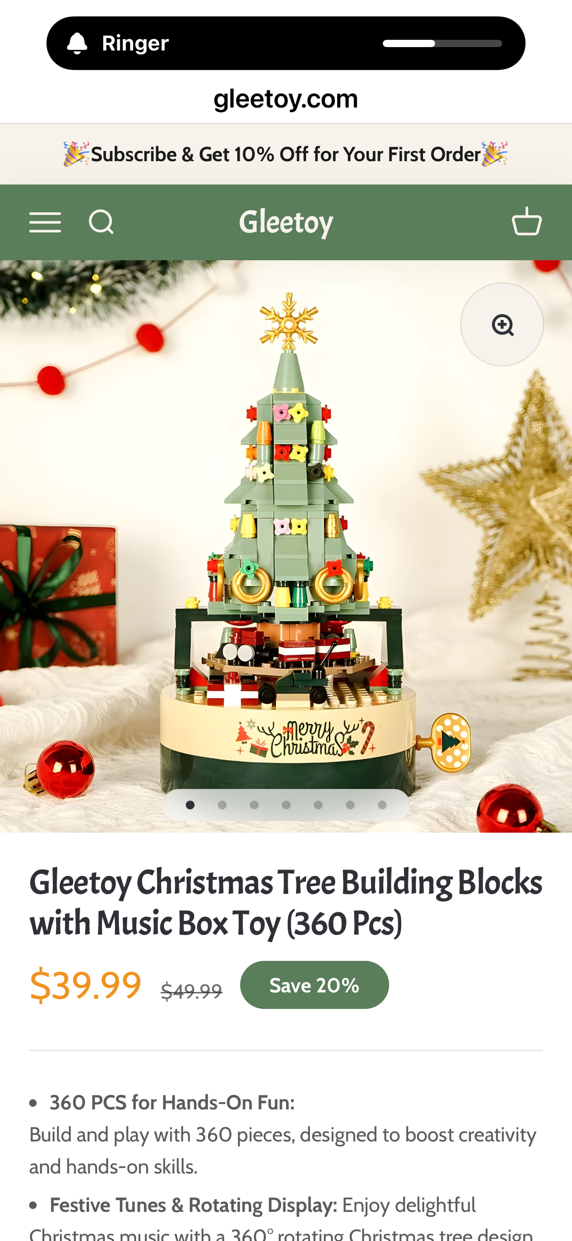 Christmas Tree Building Blocks with Music Box Toy (360 Pcs)