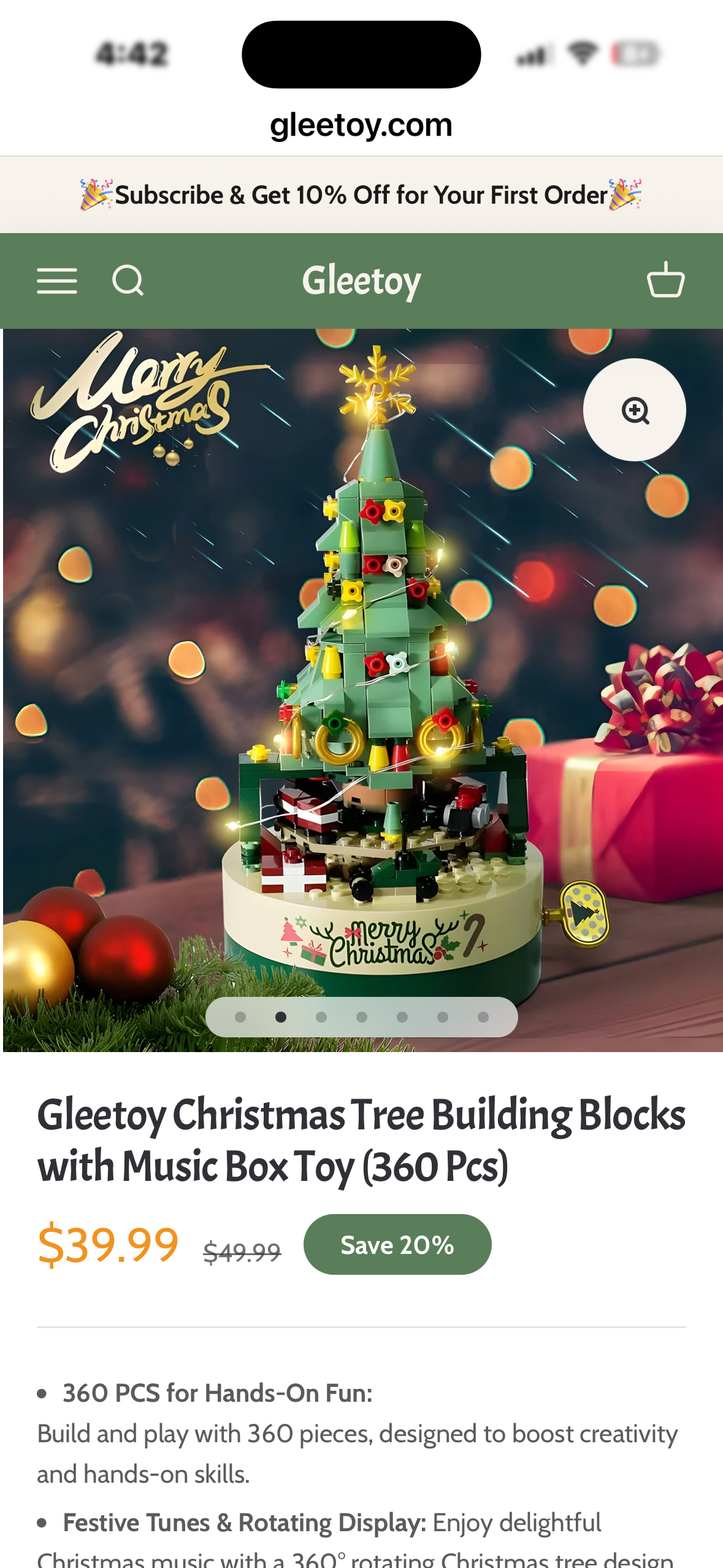 Christmas Tree Building Blocks with Music Box Toy (360 Pcs)