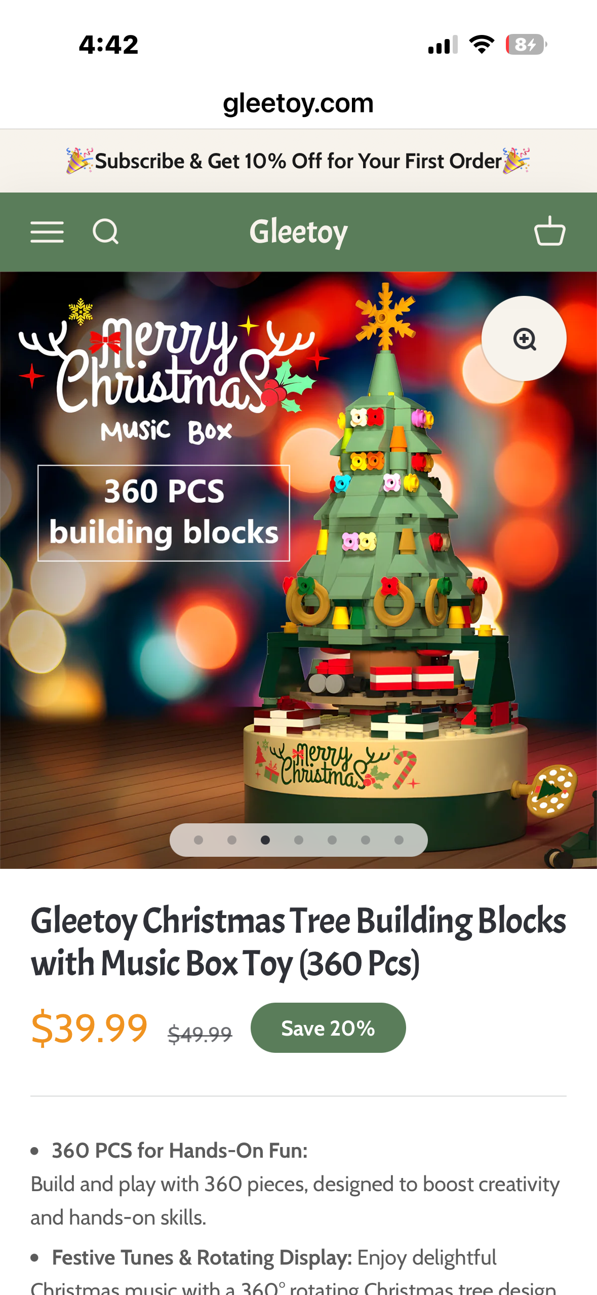 Christmas Tree Building Blocks with Music Box Toy (360 Pcs)