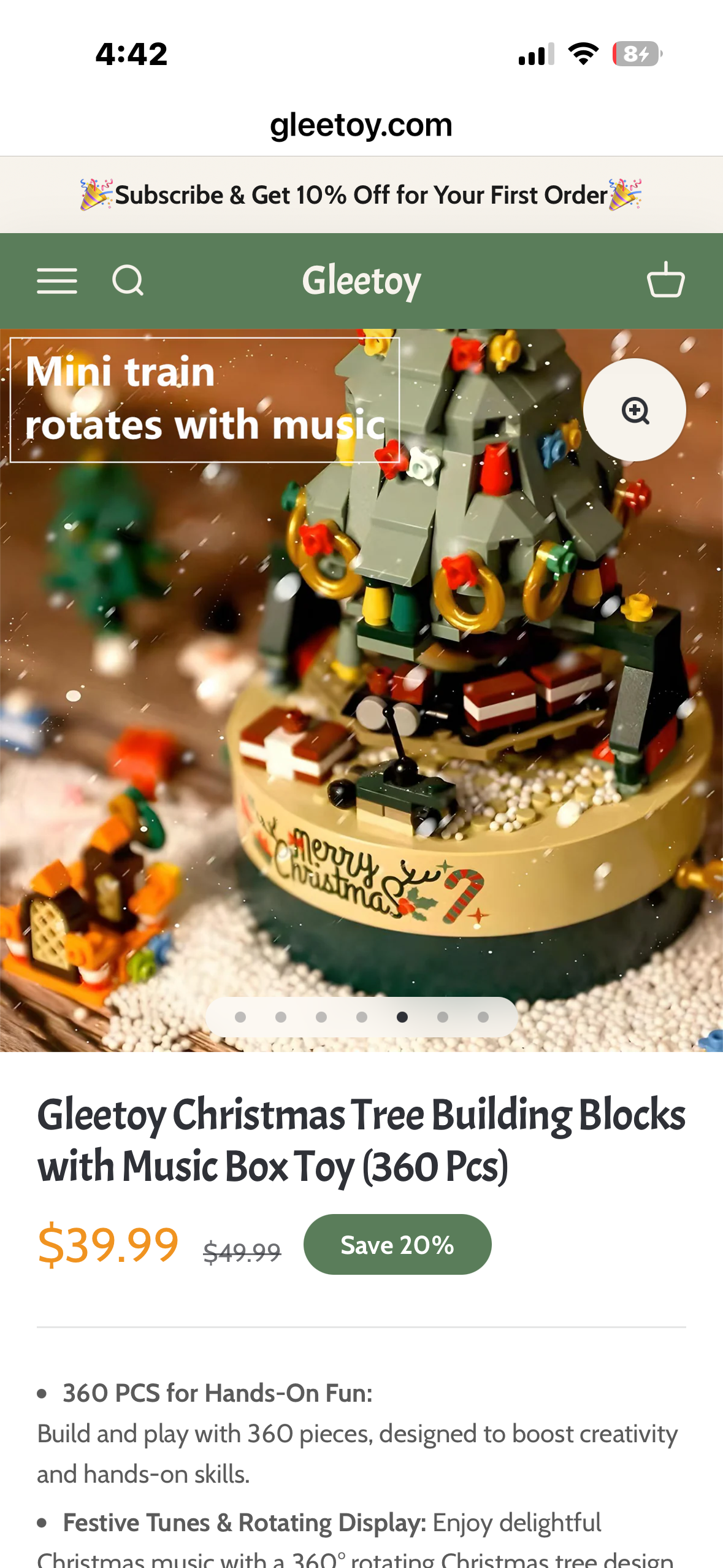 Christmas Tree Building Blocks with Music Box Toy (360 Pcs)