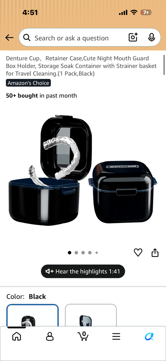 Denture Cup, Dental Retainer Case, Cleaning Box with Strainer Basket, Orthodontic  Bath Box Mouthguard Storage Soaking Holder