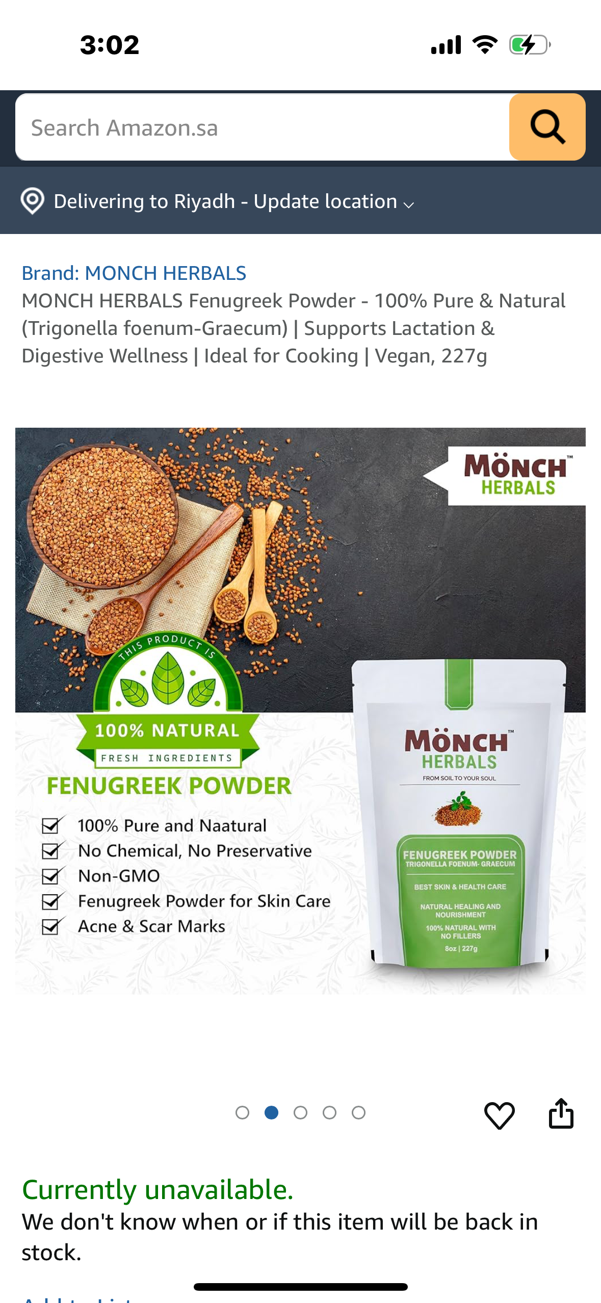 MONCH HERBALS Fenugreek Powder - 100% Pure & Natural (Trigonella foenum-Graecum) | Supports Lactation & Digestive Wellness | Ideal for Cooking | Vegan, 227g