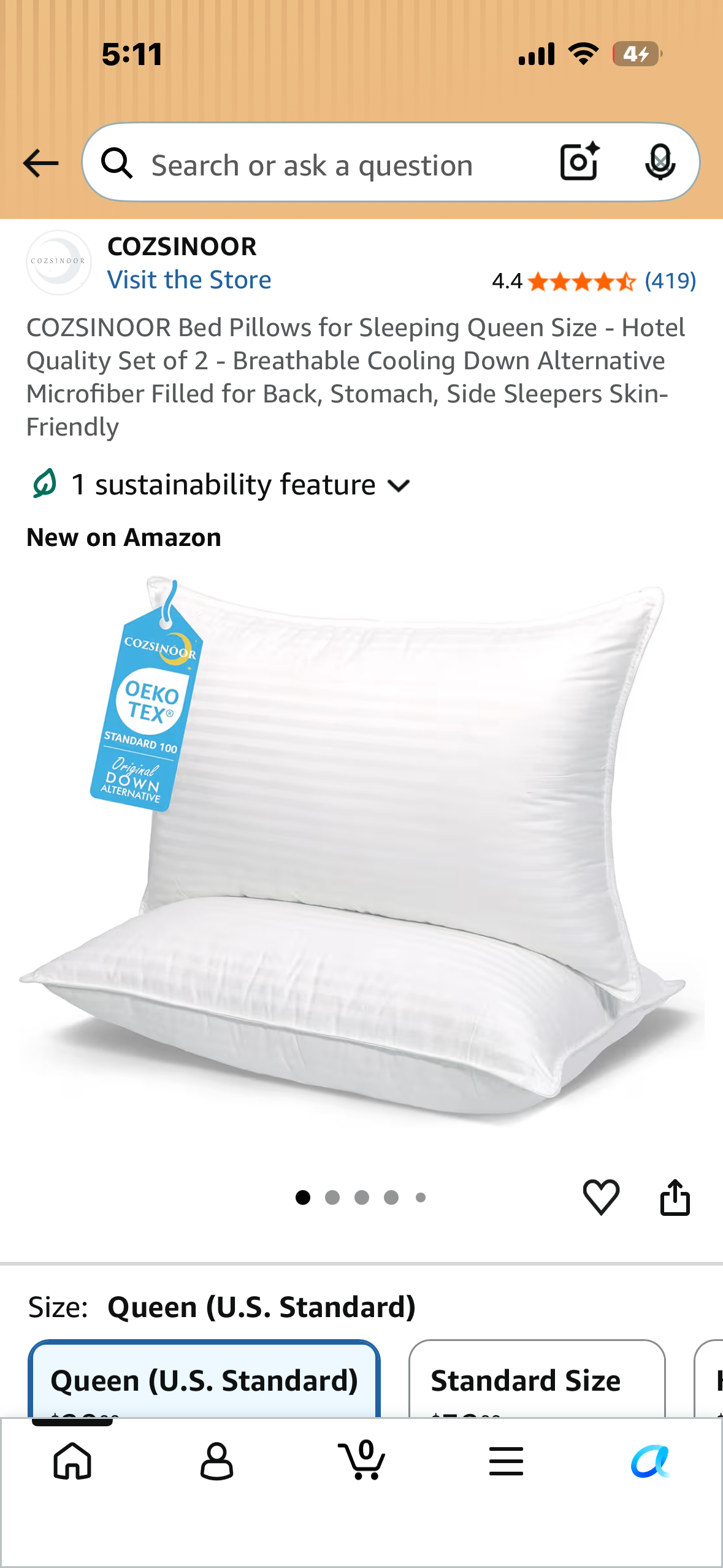 COZSINOOR Bed Pillows for Sleeping Queen Size - Hotel Quality Set of 2 - Breathable Cooling Down Alternative Microfiber Filled for Back, Stomach, Side Sleepers Skin-Friendly