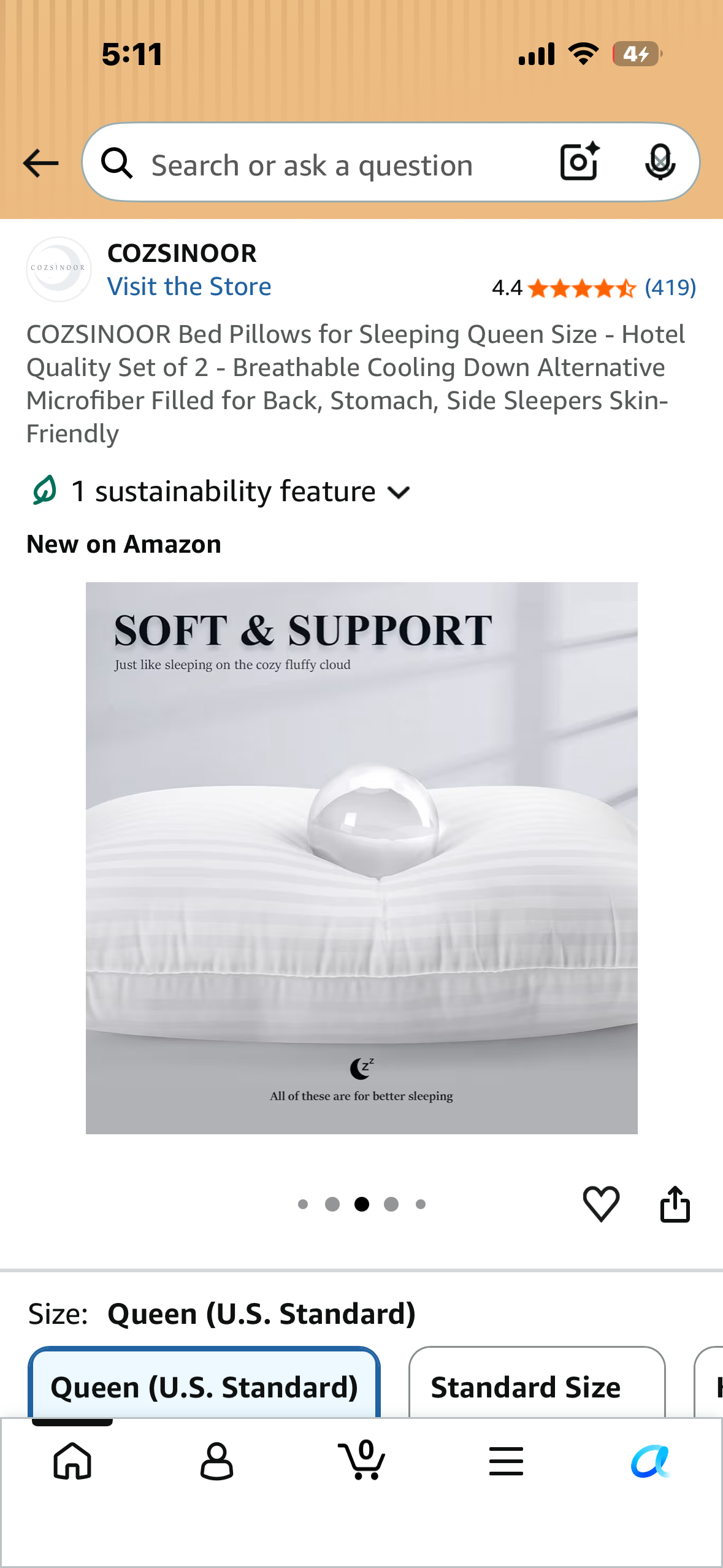 COZSINOOR Bed Pillows for Sleeping Queen Size - Hotel Quality Set of 2 - Breathable Cooling Down Alternative Microfiber Filled for Back, Stomach, Side Sleepers Skin-Friendly