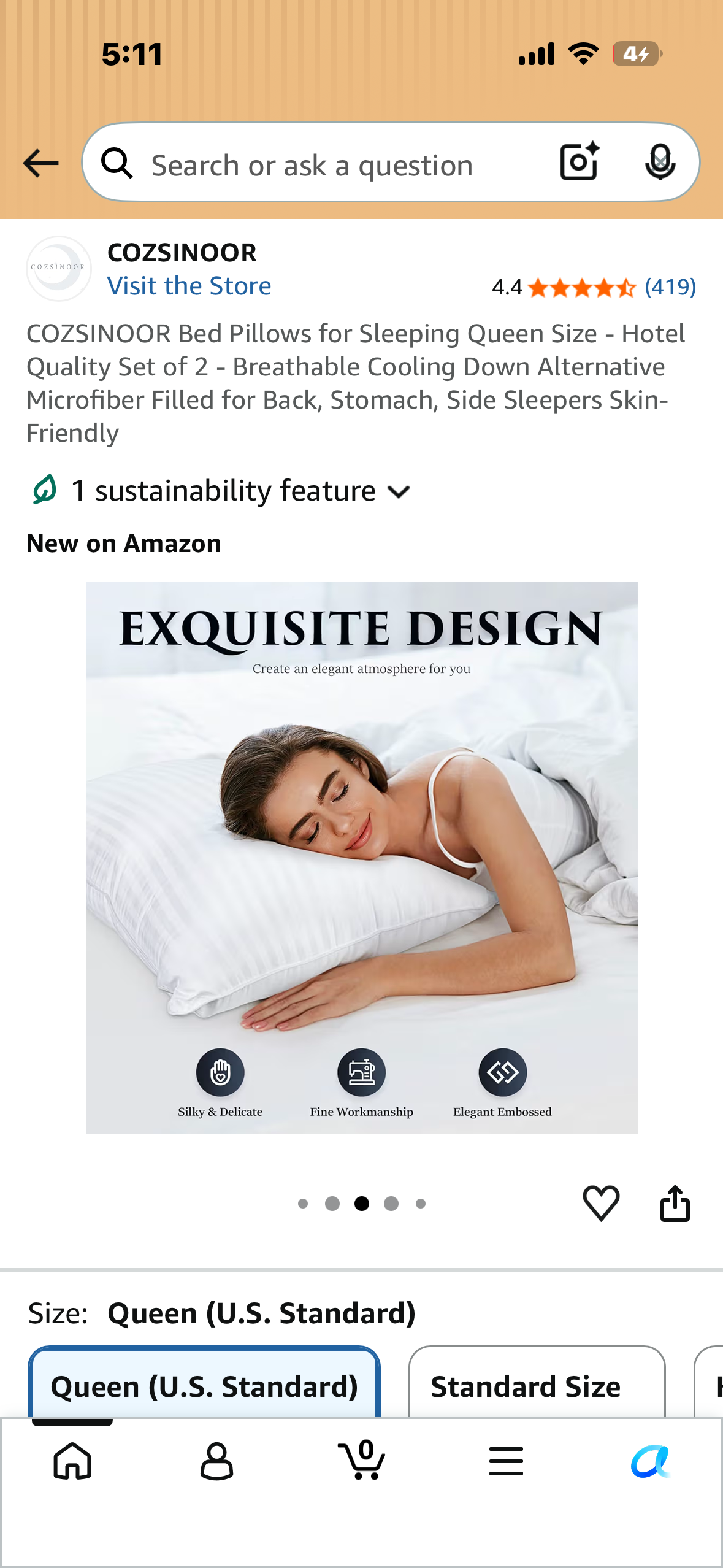 COZSINOOR Bed Pillows for Sleeping Queen Size - Hotel Quality Set of 2 - Breathable Cooling Down Alternative Microfiber Filled for Back, Stomach, Side Sleepers Skin-Friendly