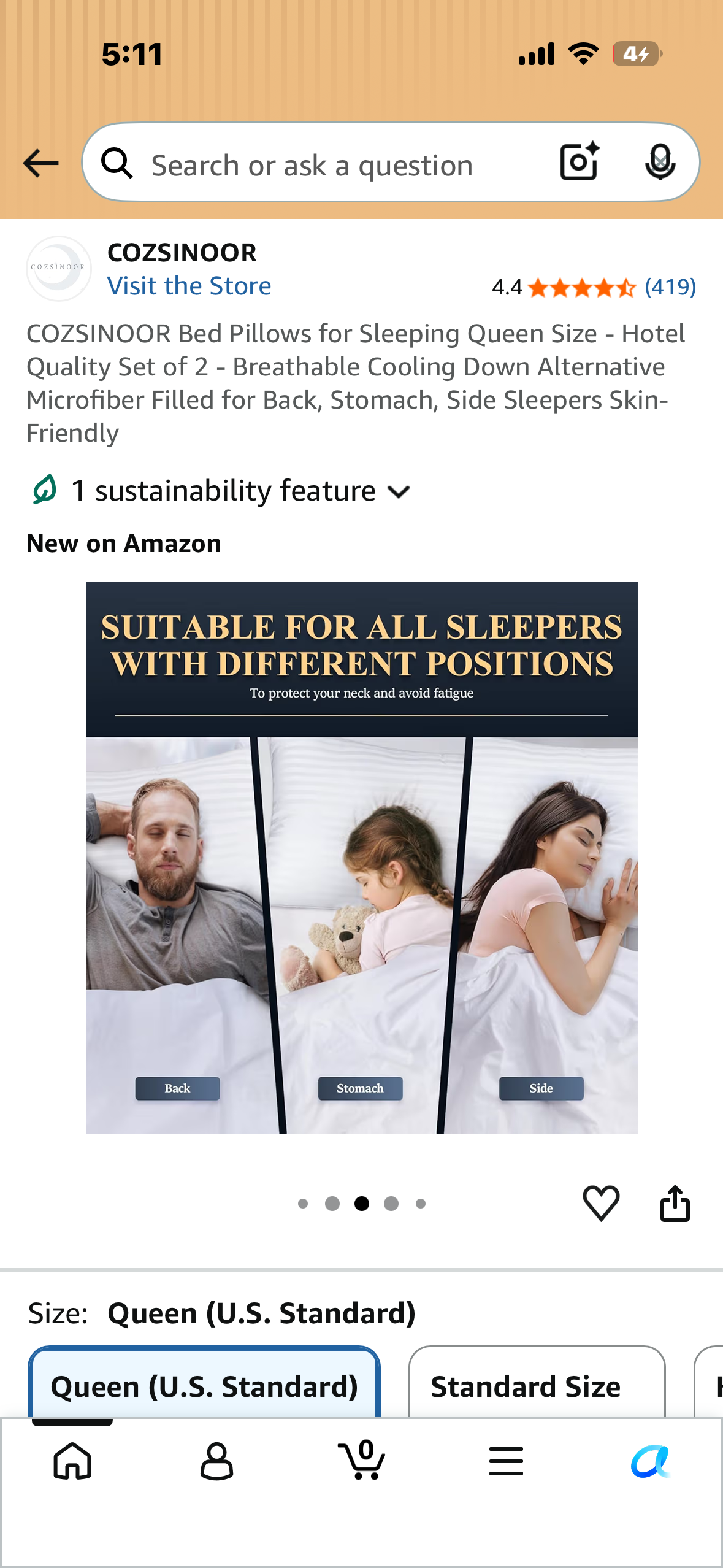 COZSINOOR Bed Pillows for Sleeping Queen Size - Hotel Quality Set of 2 - Breathable Cooling Down Alternative Microfiber Filled for Back, Stomach, Side Sleepers Skin-Friendly