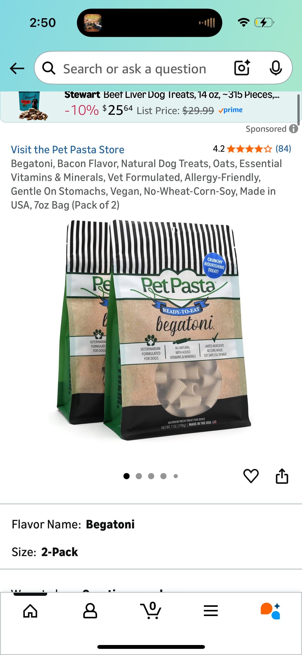 Begatoni, Bacon Flavor, Natural Dog Treats, Oats, Essential Vitamins & Minerals, Vet Formulated, Allergy-Friendly, Gentle On Stomachs, Vegan, No-Wheat-Corn-Soy, Made in USA, 7oz Bag (Pack of 2)