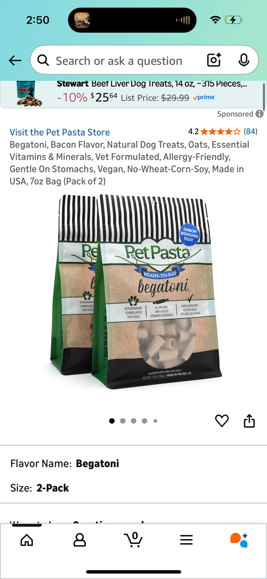 Begatoni, Bacon Flavor, Natural Dog Treats, Oats, Essential Vitamins & Minerals, Vet Formulated, Allergy-Friendly, Gentle On Stomachs, Vegan, No-Wheat-Corn-Soy, Made in USA, 7oz Bag (Pack of 2)