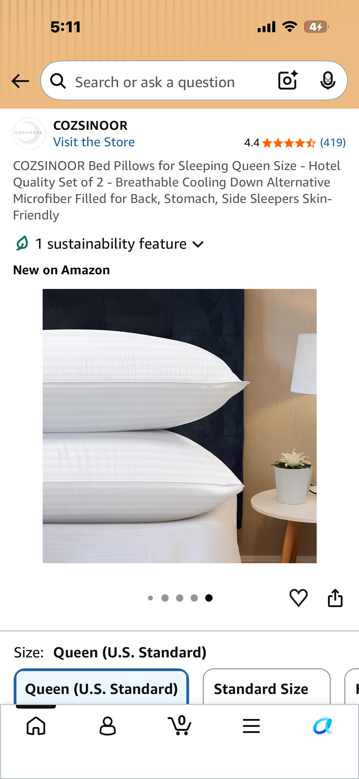 COZSINOOR Bed Pillows for Sleeping Queen Size - Hotel Quality Set of 2 - Breathable Cooling Down Alternative Microfiber Filled for Back, Stomach, Side Sleepers Skin-Friendly