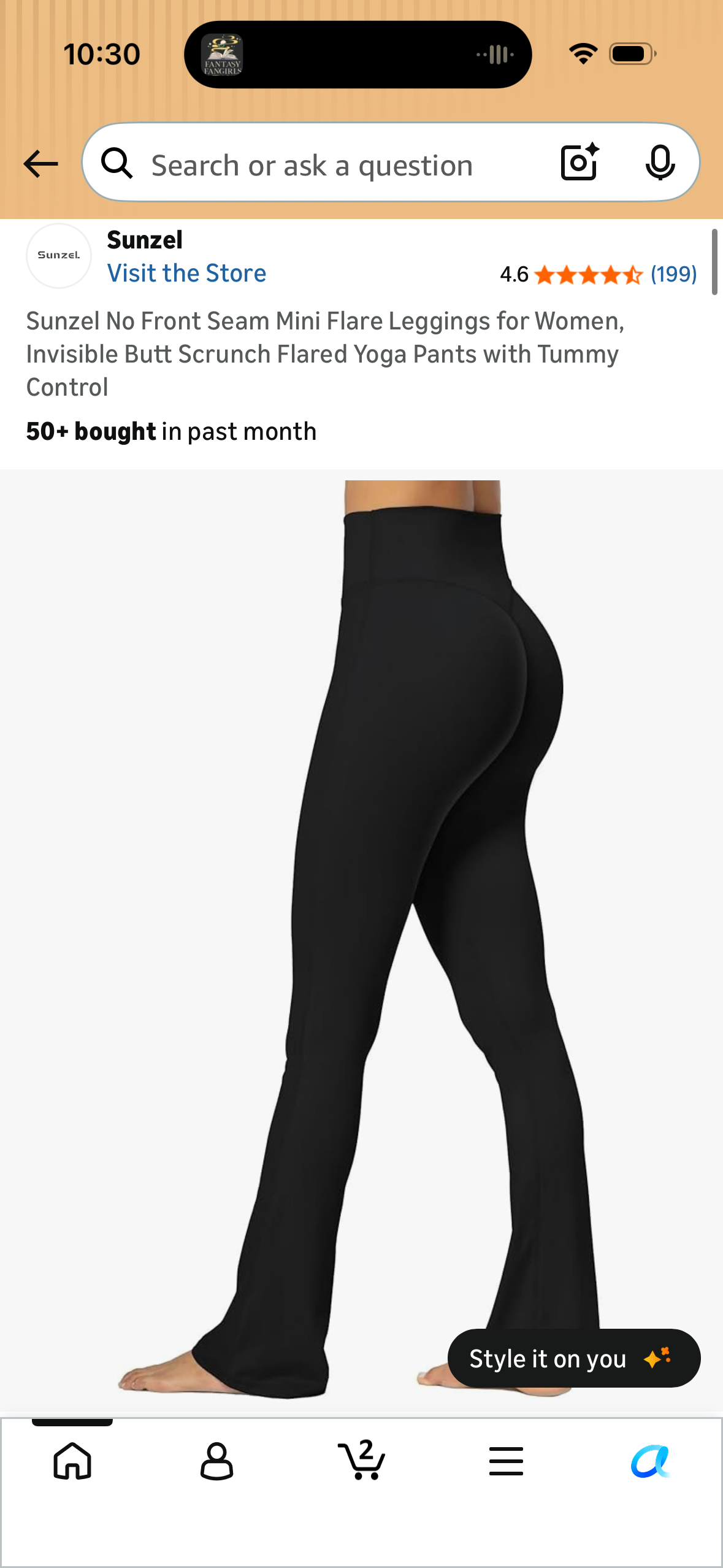 Sunzel No Front Seam Mini Flare Leggings for Women, Invisible Butt Scrunch Flared Yoga Pants with Tummy Control