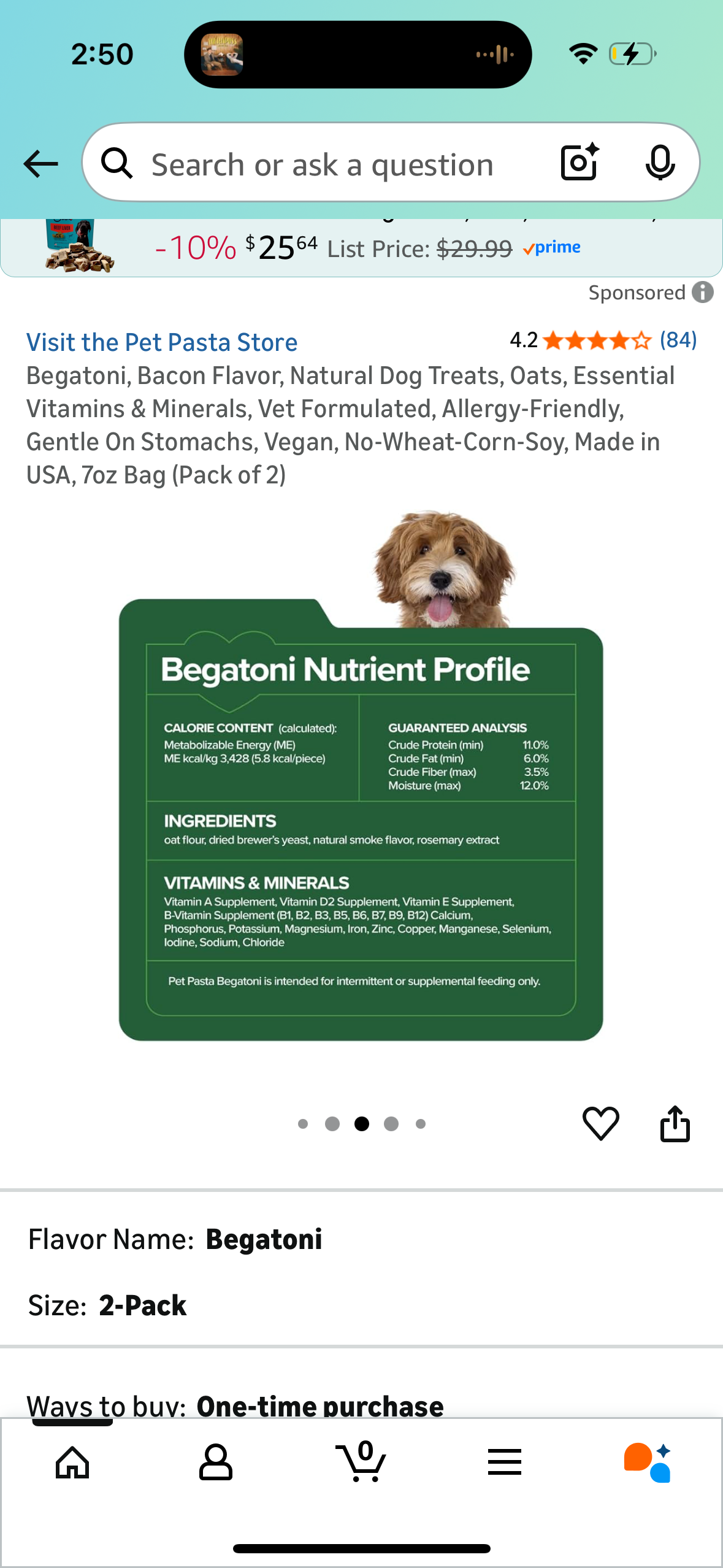 Begatoni, Bacon Flavor, Natural Dog Treats, Oats, Essential Vitamins & Minerals, Vet Formulated, Allergy-Friendly, Gentle On Stomachs, Vegan, No-Wheat-Corn-Soy, Made in USA, 7oz Bag (Pack of 2)