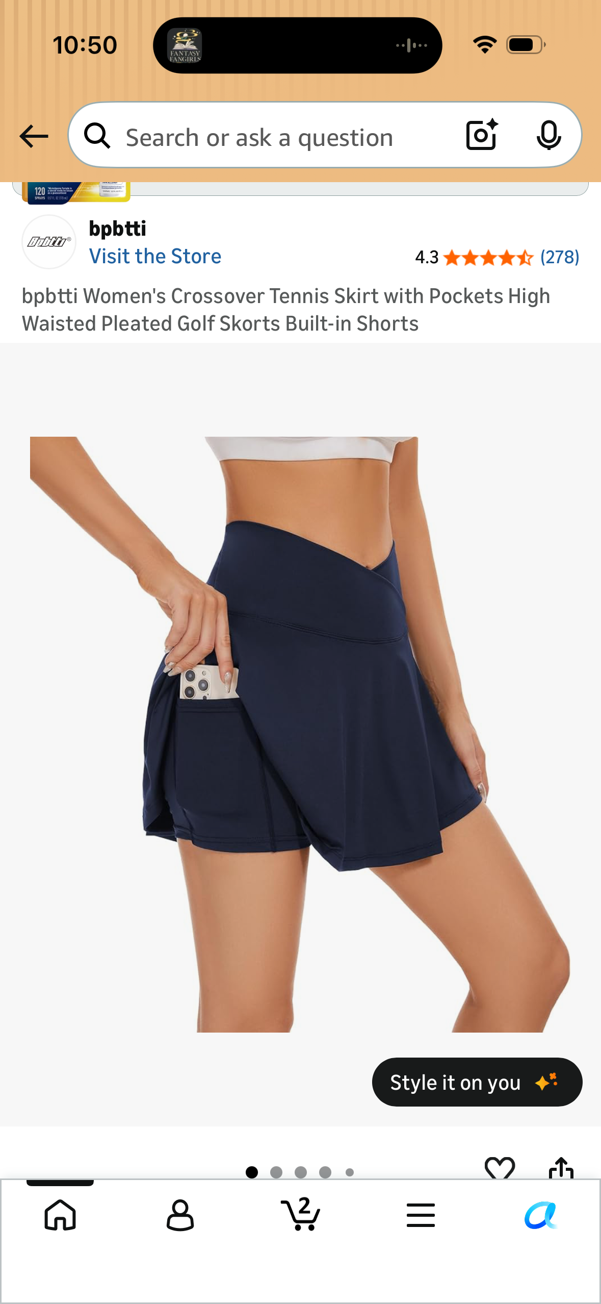 bpbtti Women's Crossover Tennis Skirt with Pockets High Waisted Pleated Golf Skorts Built-in Shorts (Size Medium)