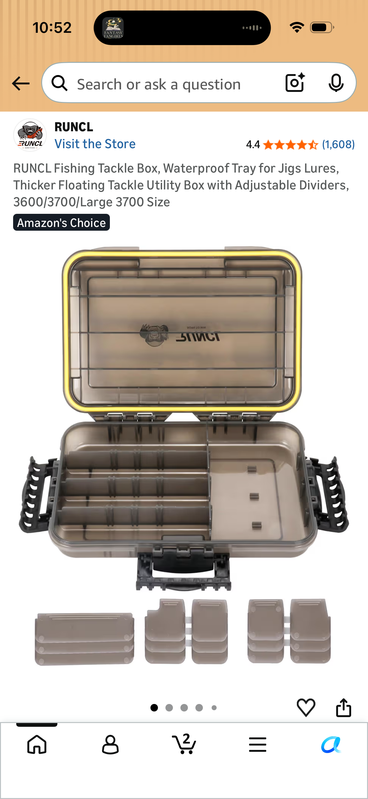 RUNCL Fishing Tackle Box, Waterproof Tray for Jigs Lures, Thicker Floating Tackle Utility Box with Adjustable Dividers, 3600/3700/Large 3700 Size