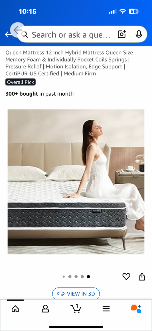 Queen Size Mattress, 12” (B1092)
