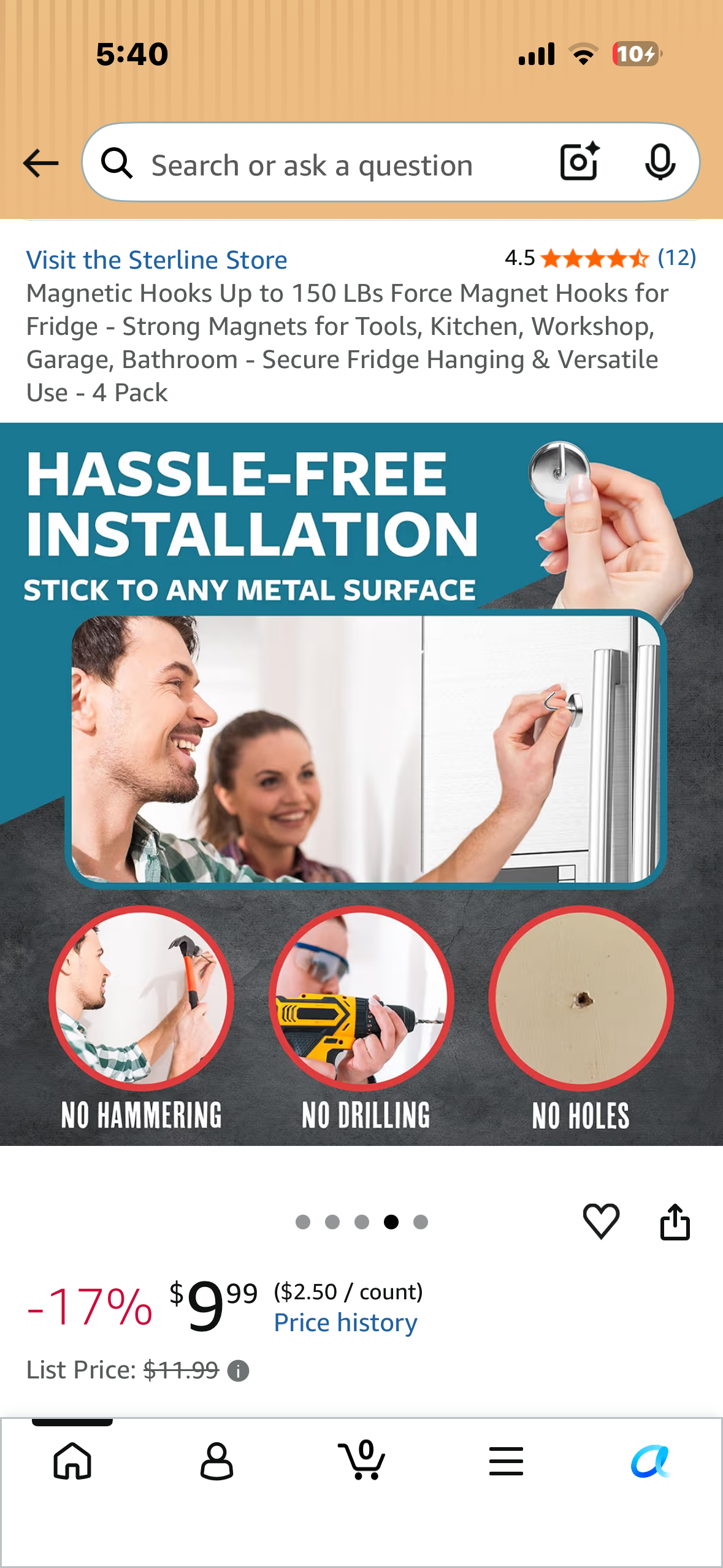 Magnetic Hooks Up to 150 LBs Force Magnet Hooks for Fridge - Strong Magnets for Tools, Kitchen, Workshop, Garage, Bathroom - Secure Fridge Hanging & Versatile Use - 4 Pack