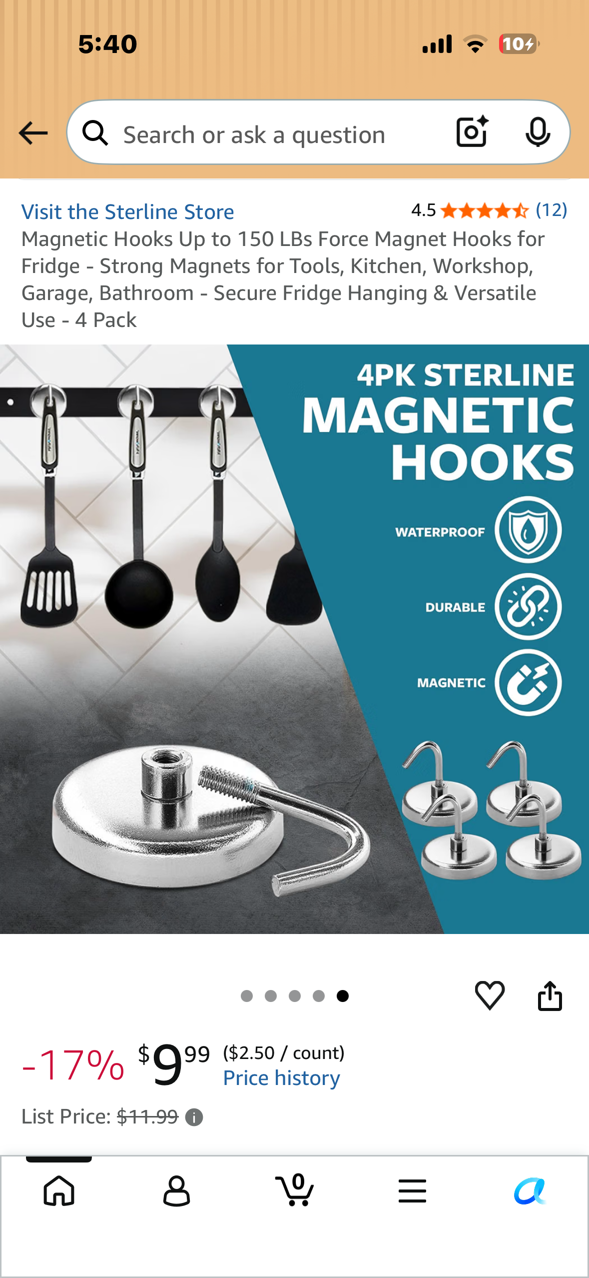 Magnetic Hooks Up to 150 LBs Force Magnet Hooks for Fridge - Strong Magnets for Tools, Kitchen, Workshop, Garage, Bathroom - Secure Fridge Hanging & Versatile Use - 4 Pack