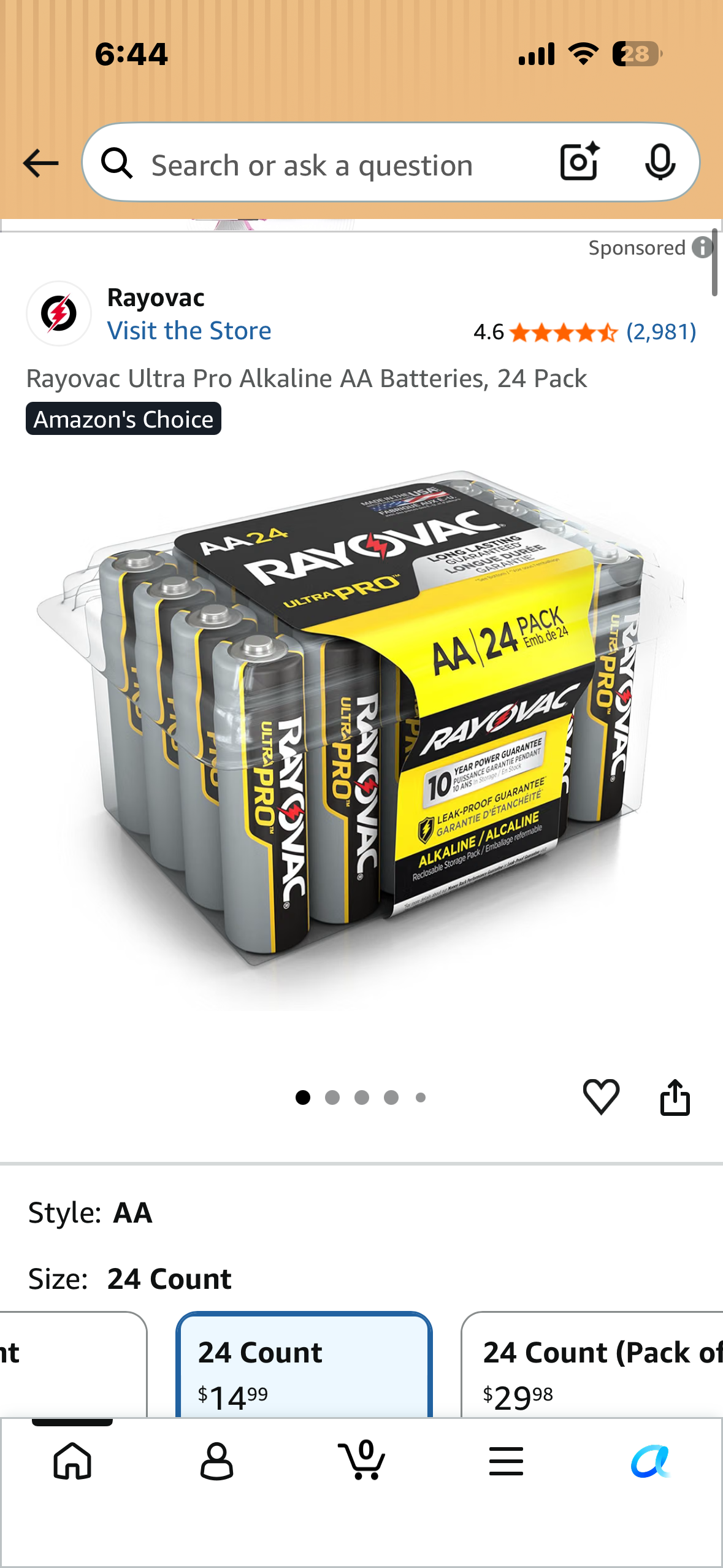 Rayovac Ultra Pro Alkaline AA Batteries, 24 Pack