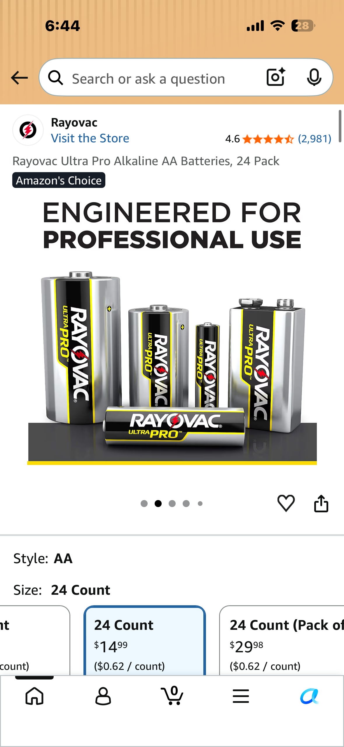Rayovac Ultra Pro Alkaline AA Batteries, 24 Pack